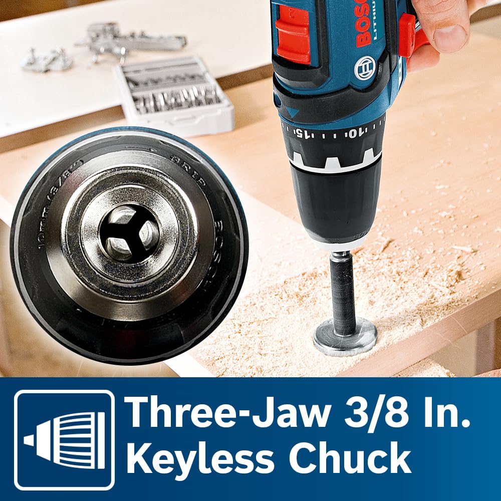 BOSCH Cordless Drill PS31-2A 12V Max 3/8 Inch Drill/Driver Kit with (2) 2 Ah Batteries and Charger, Variable Speed