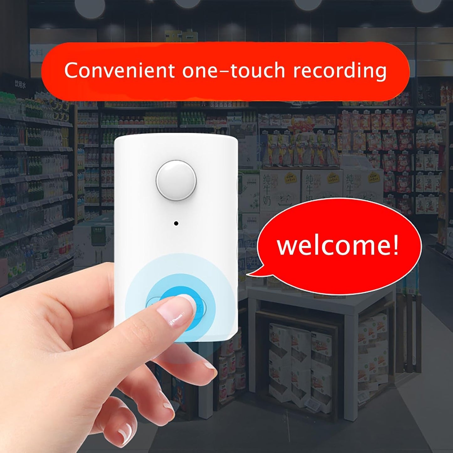 XYszpcgs Motion Activated Voice Player - Recordable Voice, Built-in Microphone Safety Reminder, Point of Sale
