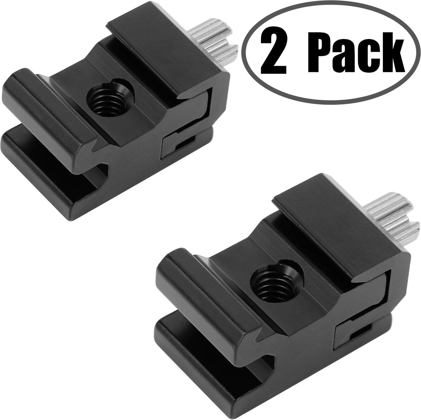 1/4"-20 (2 Packs) Camera Metal Cold Shoe Flash Stand Adapter with Tripod Screw Thread