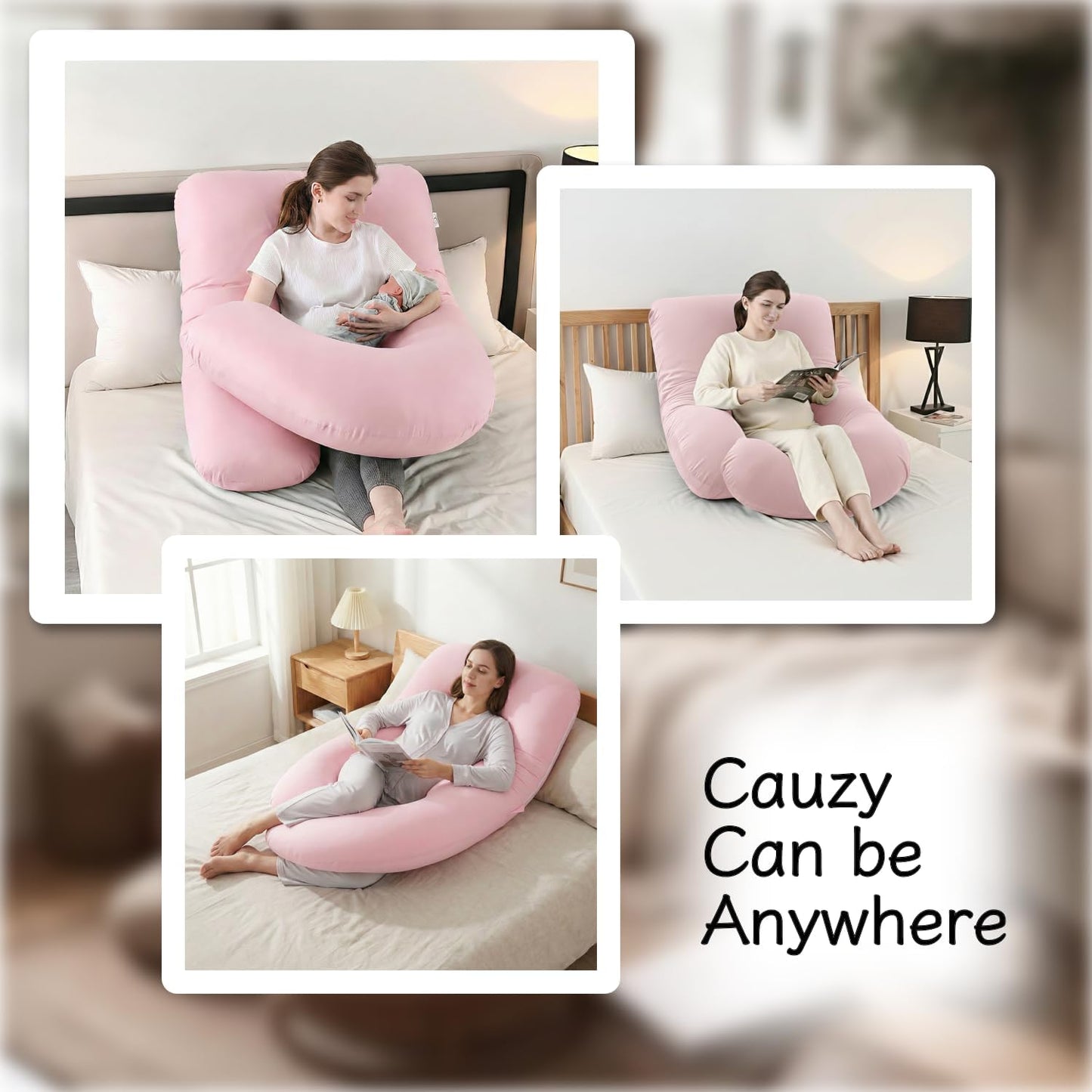 Allopera Pregnancy Pillow - Full Body 57-Inch Maternity Pillow with Removable Cover | Sleep Support for Pregnant Women, Pink