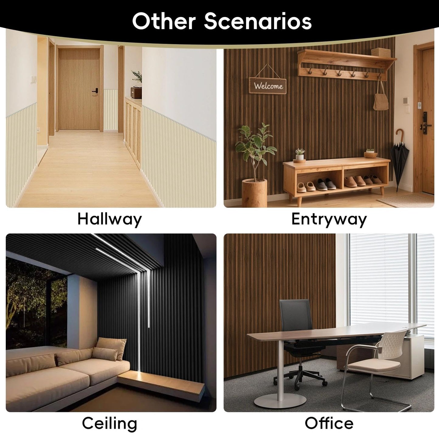 RITOLLO 18Pack WPC Wainscoting Panels, 48.2 x 6.2 Inches 3D Accent Slat Wall Panels for Interior Wall Decor, Fluted Wood Paneling for Living Room, TV Background, Office, Bedroom (Teak)