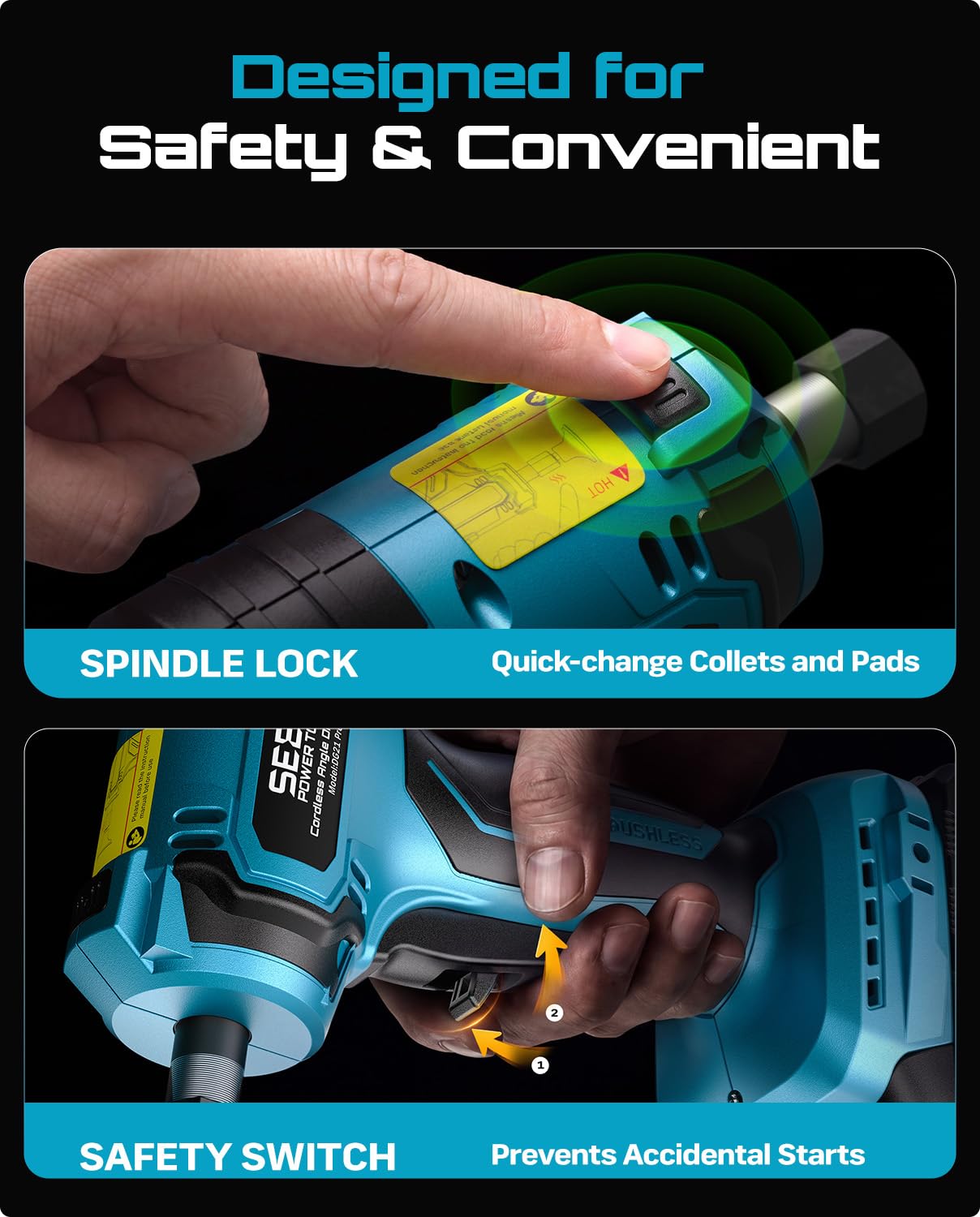 SEESII Electric Cordless Car Jack +Cordless Right Angle Die Grinder Kit