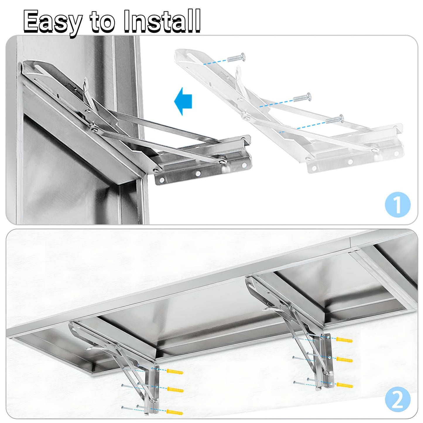 Toriexon Folding Concession Shelf 12" x 72", Spliced Style Drop Down Concession Serving Window, Stainless Steel Folding Shelf Serving Food Shelf for Windows