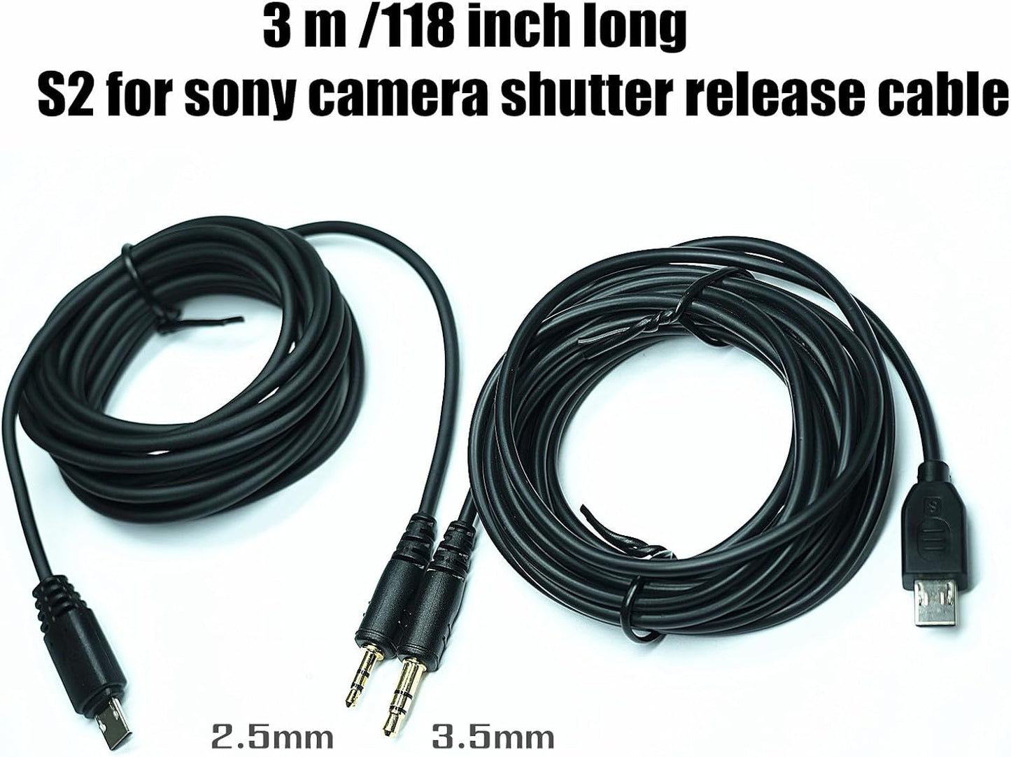 2.5mm-S2 300cm/ 118-inch (2.5mm-S2 118in/3m) Extension Cable Shutter Release Connection Cable (Multi USB) for Sony