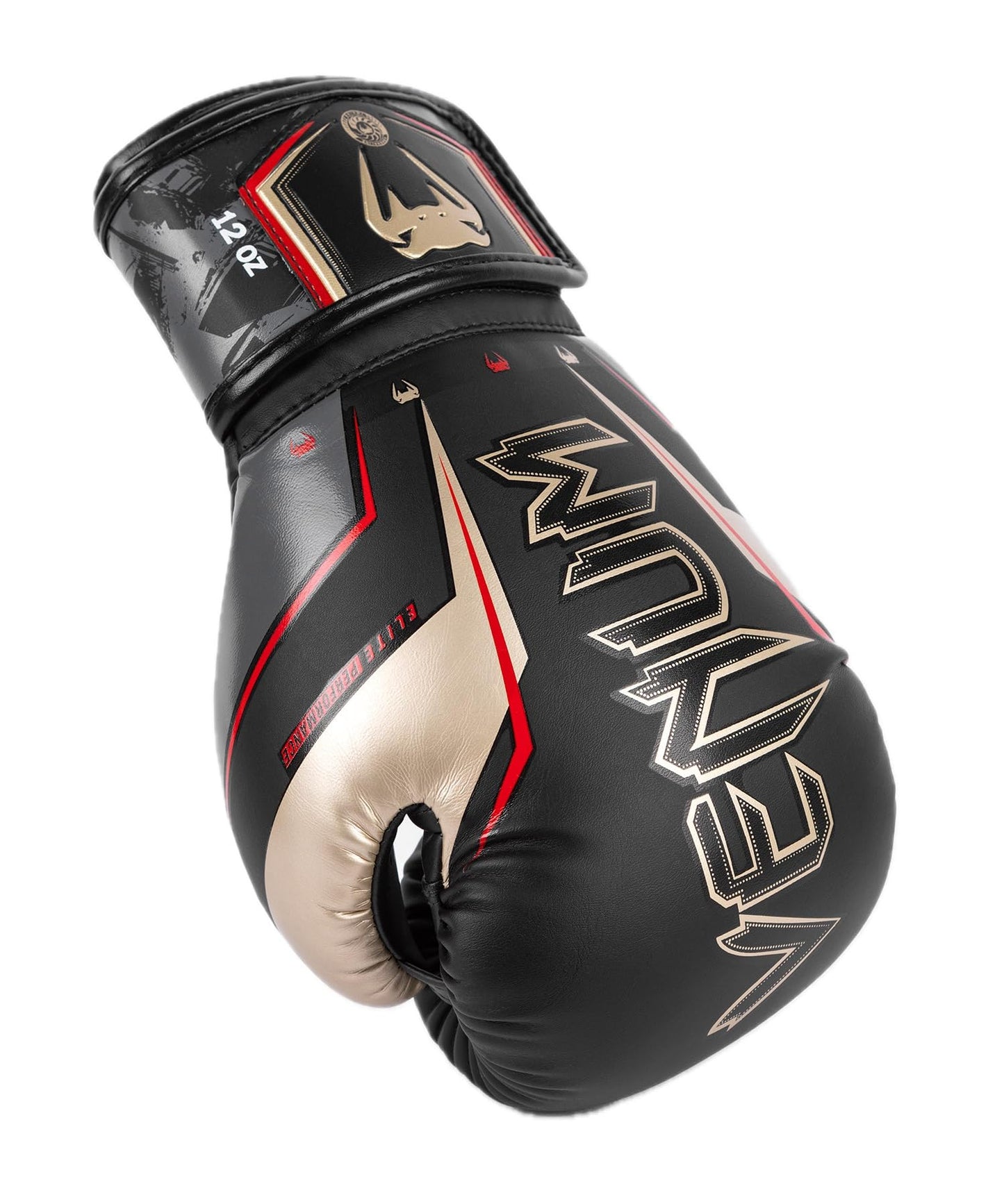 Venum Elite Evo Boxing Gloves - Black/Gold/Red