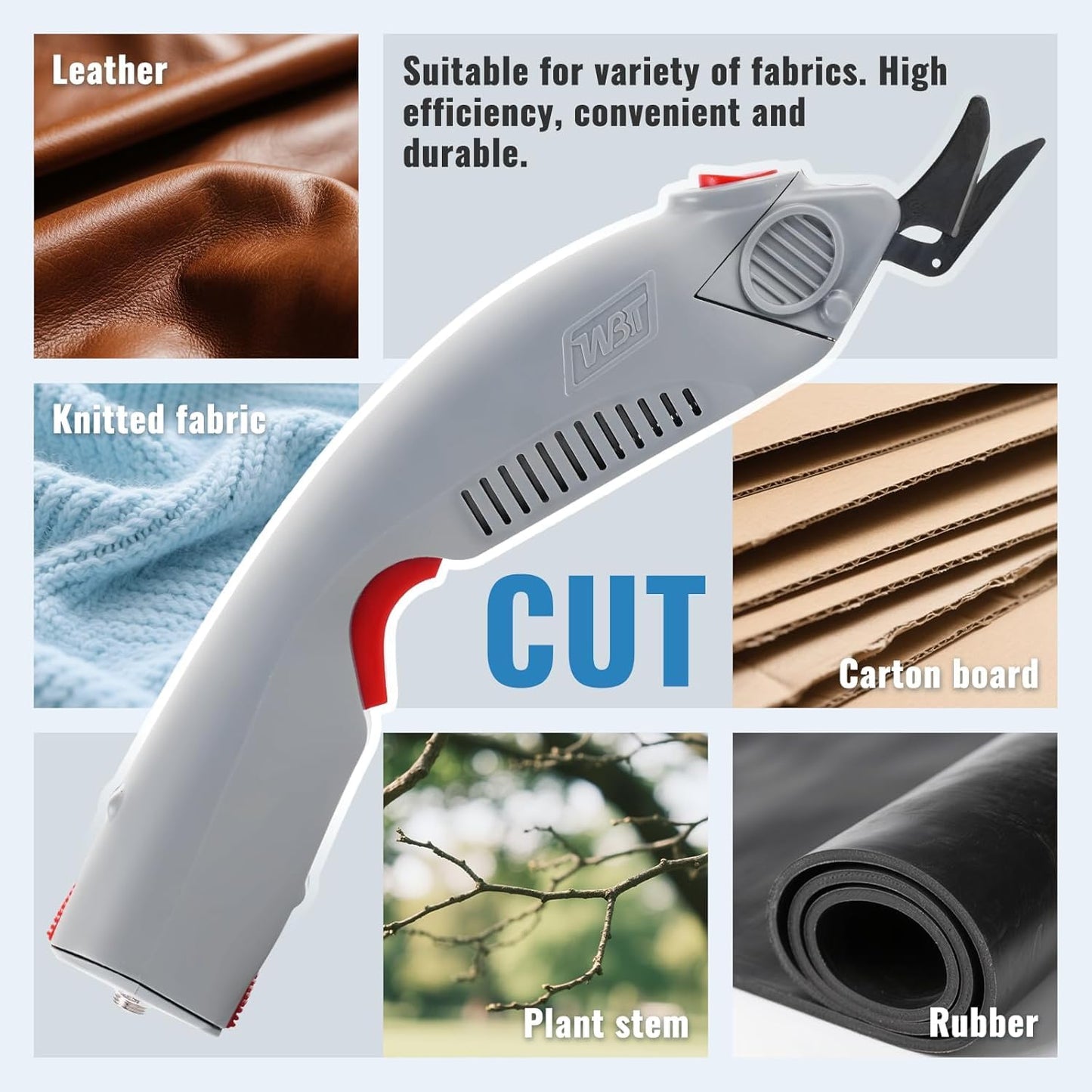 MXBAOHENG Wbt-1 Portable Electric Scissors Rechargeable & Pluggable Cordless Power Scissor w/ 2 Batteries and Blades for Cardboard/Carpet/Paperboard/Leather