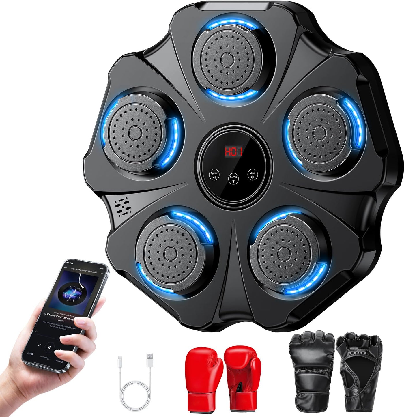 Vivedrre 2026 Upgraded Music Boxing Machine - Interactive Punching Trainer, Large Size Wall Mounted Electronic Boxing Target with Adult & Kids Gloves, 9 Modes & 9 Speeds for Adults & Kids