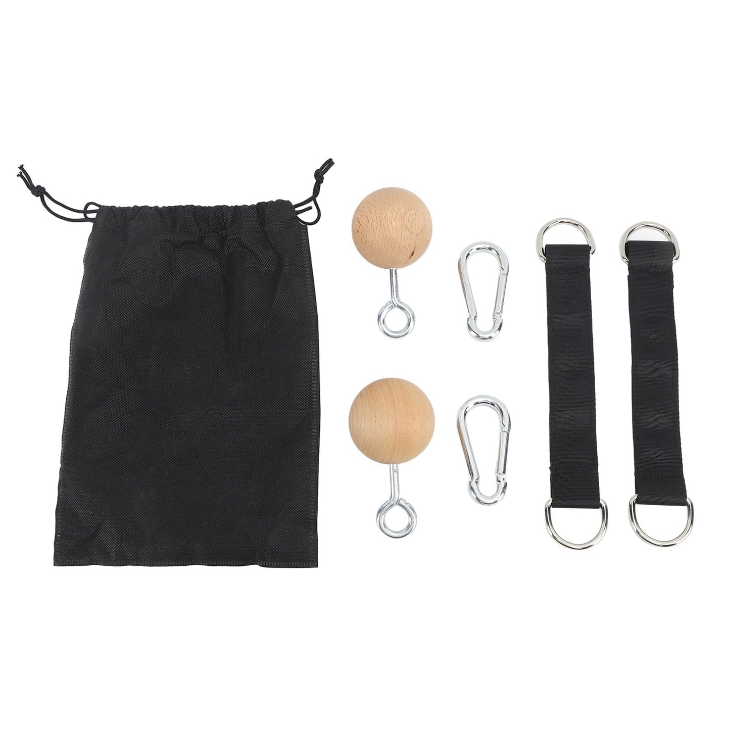 HERCHR Rock Climbing Training Pull Up Ball Hold Grips, Wooden Non-Slip Hand Grips Balls & Straps for Strength Training, Forearm and Chin Up Bar, Kettlebell, Barbell, Home Gym Workout