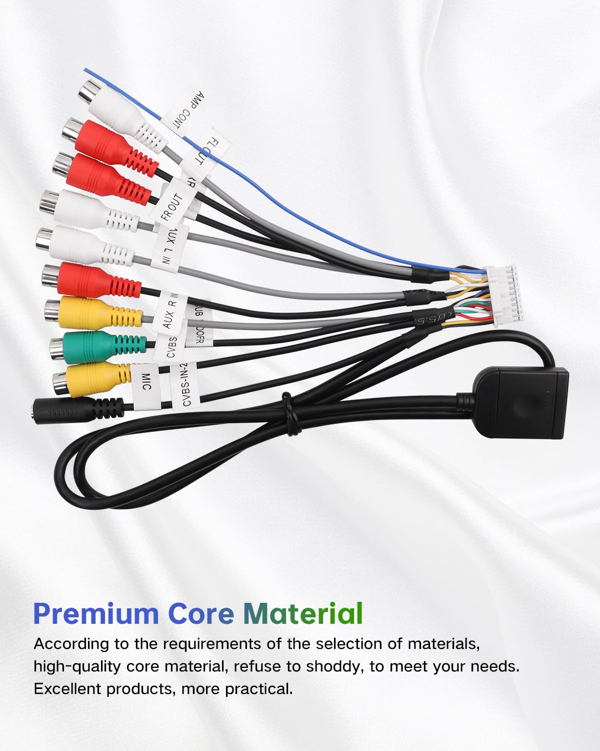 20Pin 4G Android Car Stereo RCA Wiring Harness Adapter with SIM Card Slot, Mic Jack, Audio Input/Output Cable