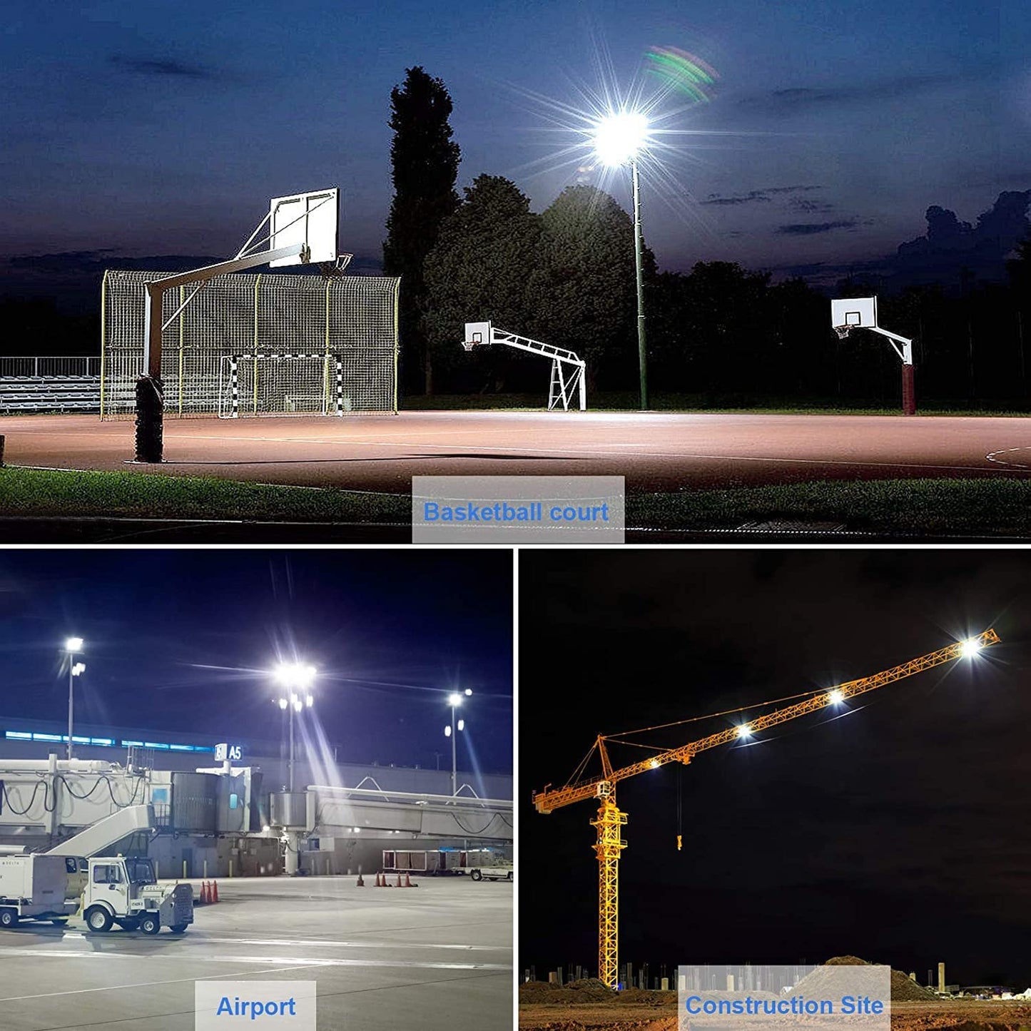 600W 2pack LED Stadium Flood Lights ,(3050W Equivalent)67500LM Super Bright LED Arena Outdoor Lights,100-277V IP66 Waterproof 5000K Daylight White Commercial Lighting for Sports Fields and Counts