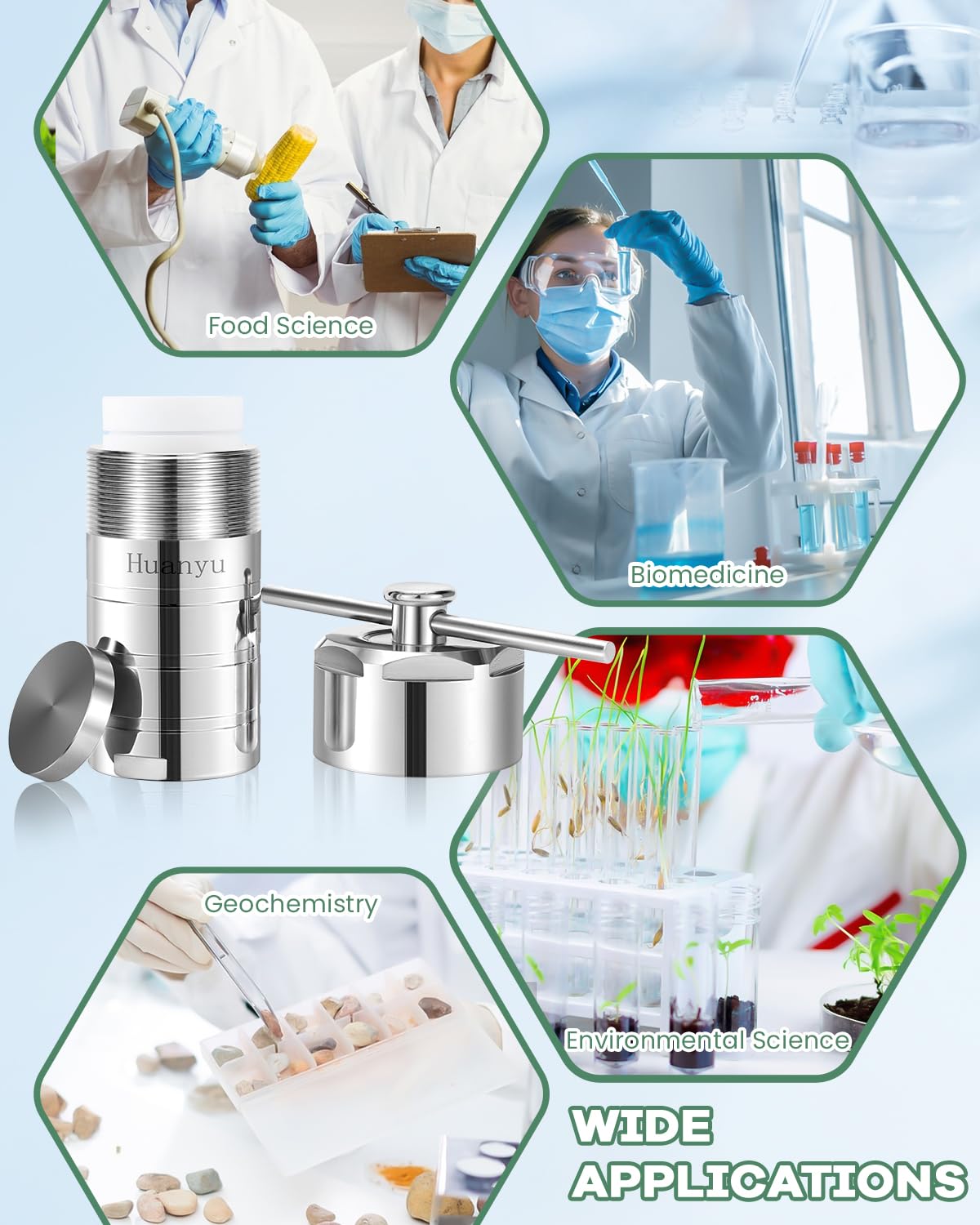 Huanyu 100ml PTFE Lined Hydrothermal Synthesis Autoclave Reactor 200℃ 4Mpa PTFE Lining Corrosion Resistance Hydrothermal Autoclave Reactor 304 Stainless Steel Shell for Lab Hydrothermal Process 100ml