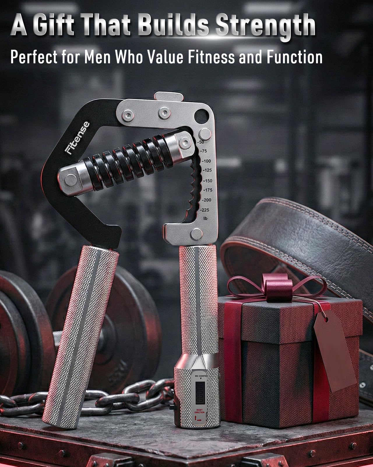 Fitense Grip Strength Trainer - Adjustable Hand Gripper Strengthener 8 Levels 50-225 lbs with Counter, Hand Grip Exerciser Wrist Strengtheners, Forearm, Finger & Hand Strength Training for Athletes, Climbers & Rehabilitation