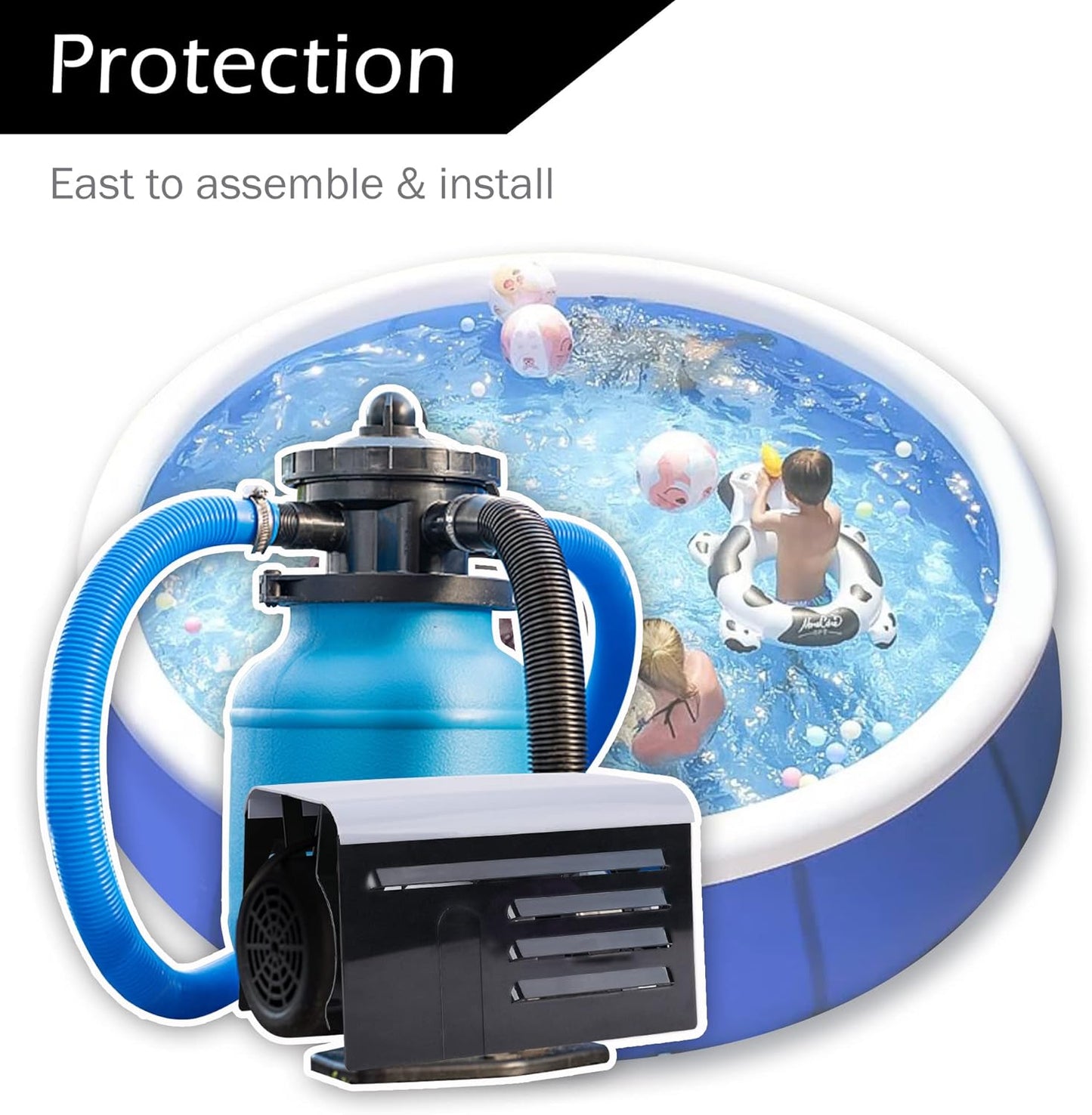RunNico Pool Pump Cover - Adjustable ABS Protection for Above Ground Swimming Pool Units