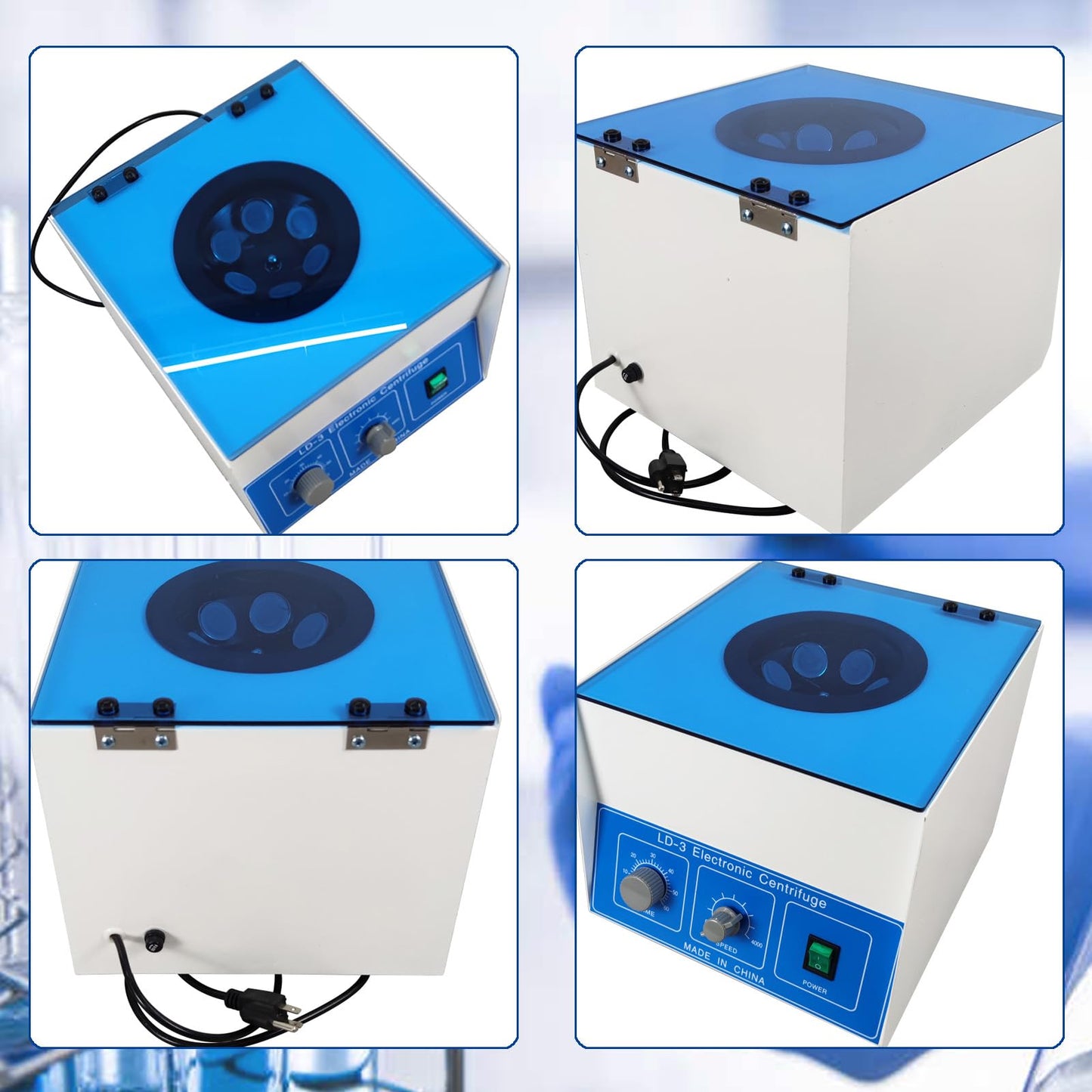 Maisutseb 50ml*6 Electric Benchtop Centrifuge 4000 RPM Lab Centrifuge Machine 110V 60HZ PRP Desktop Centrifuge Stepless Control with Blue Cover Plate Centrifugadora de Plasma