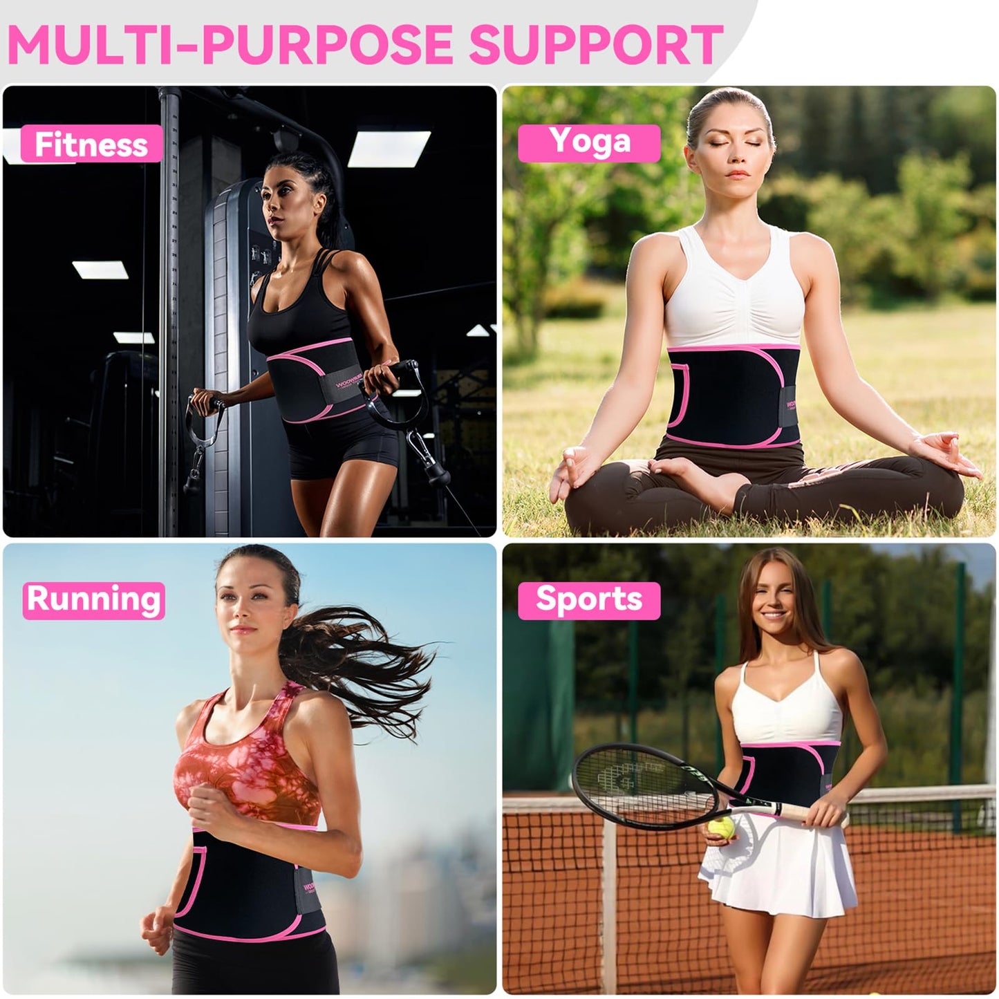 Waist Trainer for Women & Men, Sweat Band for Stomach Weight Loss, Sweat Belt for Women Lower Belly Fat-Pink-M