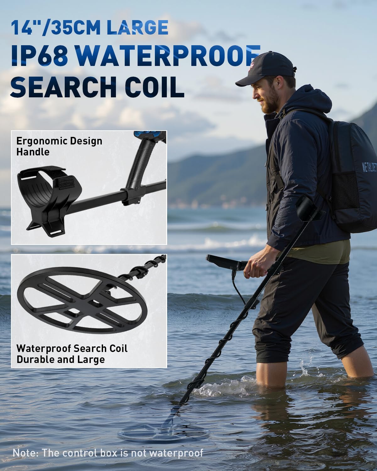 Hazlewolke 14'' Metal Detectors for Adults, Waterproof Double-D Search Coil, Professional Metal Detector with Pinpoint Mode, 13 inch Detection Depth, 4 Modes