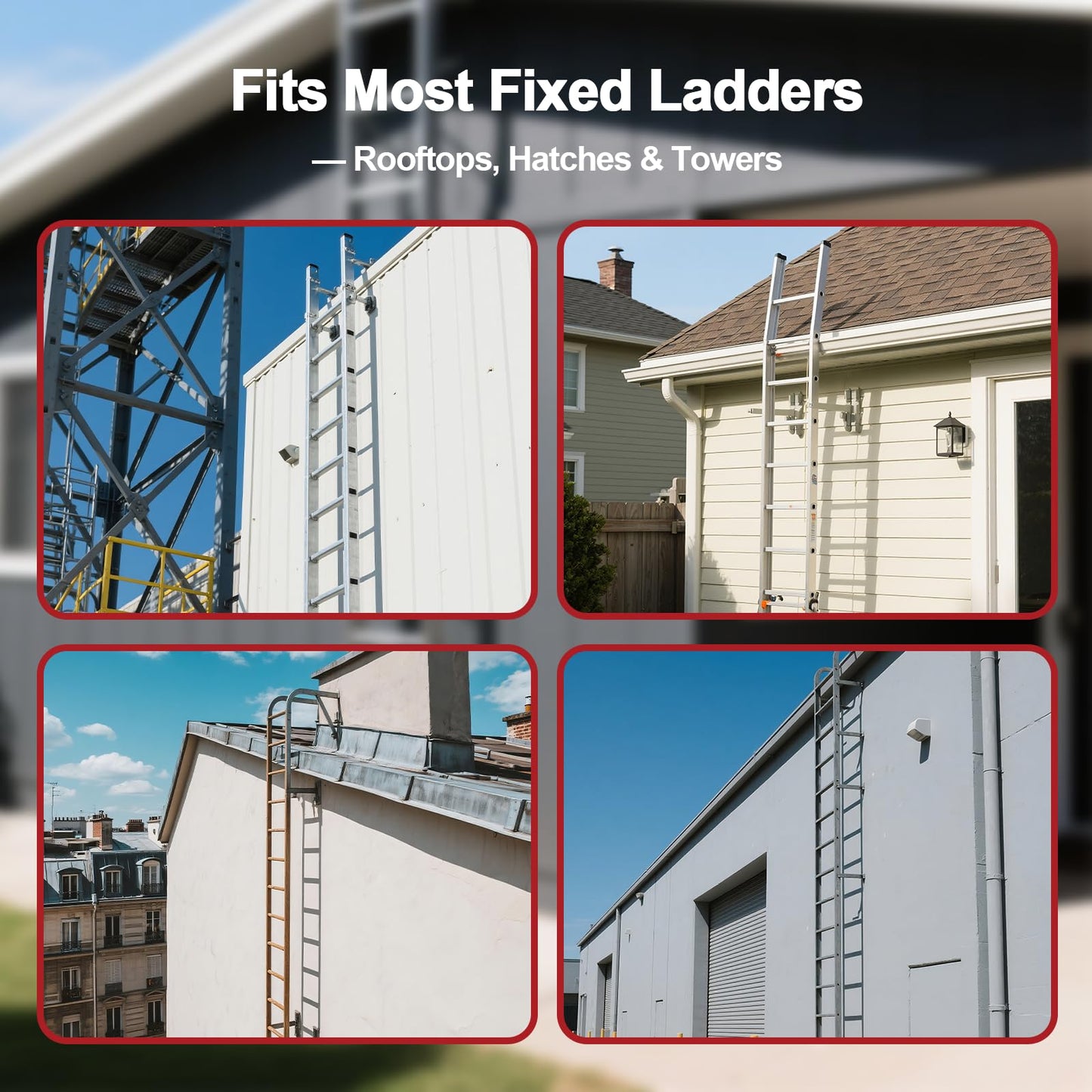 Upgraded 2-Section Anti-Climb Fixed Ladder Safety Guard – Covers 38"-75" Ladder with 2 Locking Mechanisms, Heavy Duty Roof Hatch Access Outdoor Ladder Lockout Safety Device