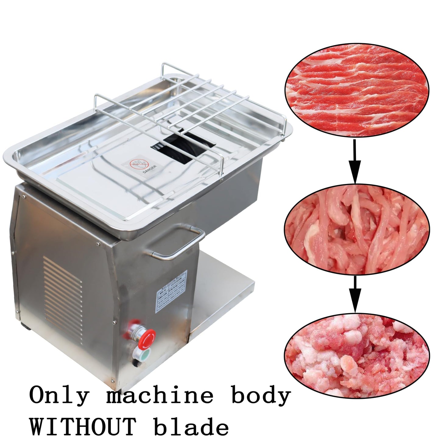 HQHAOTWU Commercial Stainless Steel Meat Slicer Body for 110V QX Meat Cutting Machine Cutter Standard Feed Port