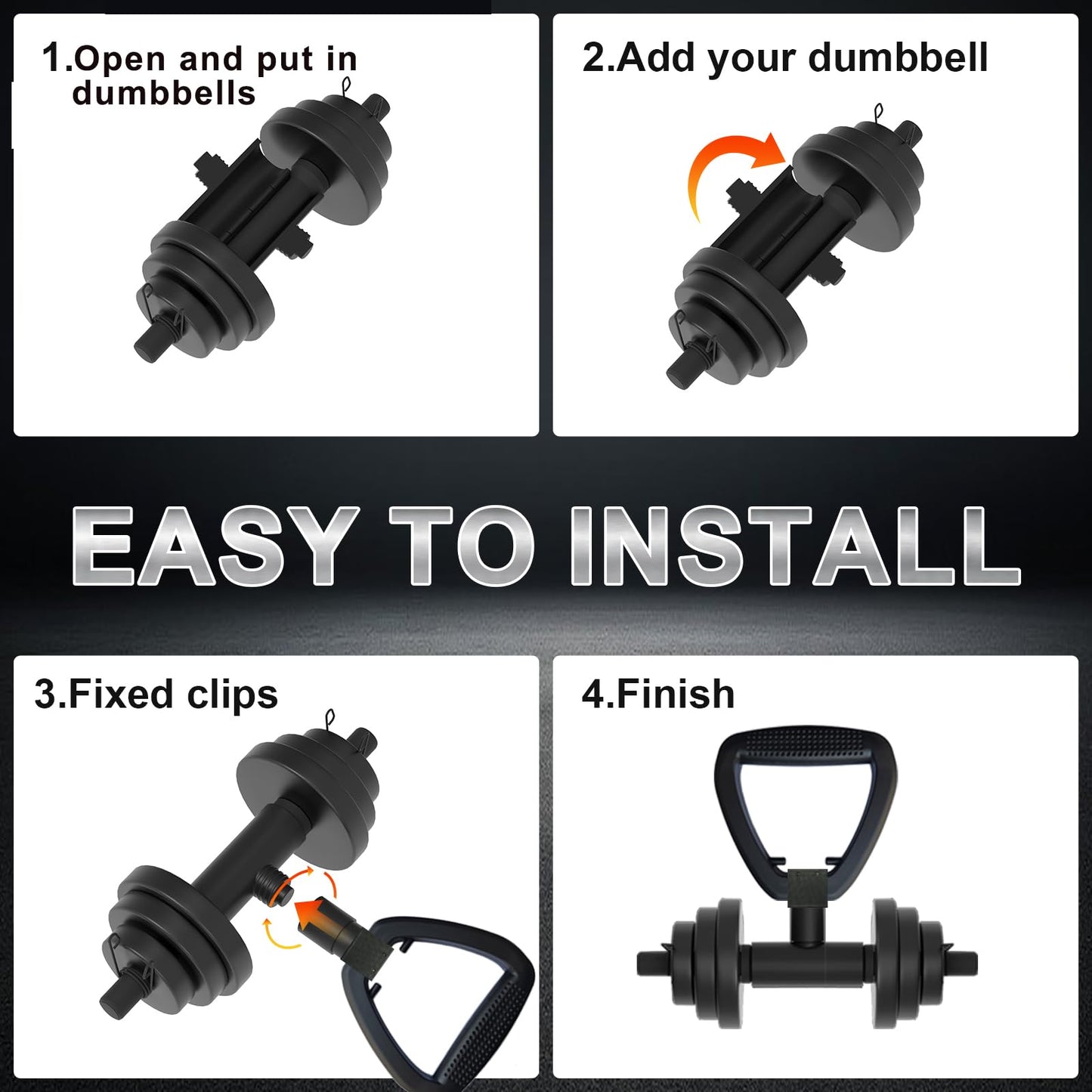 Dumbbell Grip Handle for Home Fitness,Dumbbell Handle Converts Your Dumbbells Into Kettlebells,Adjustable & Up to 100 lb Capacity Weight Barbell