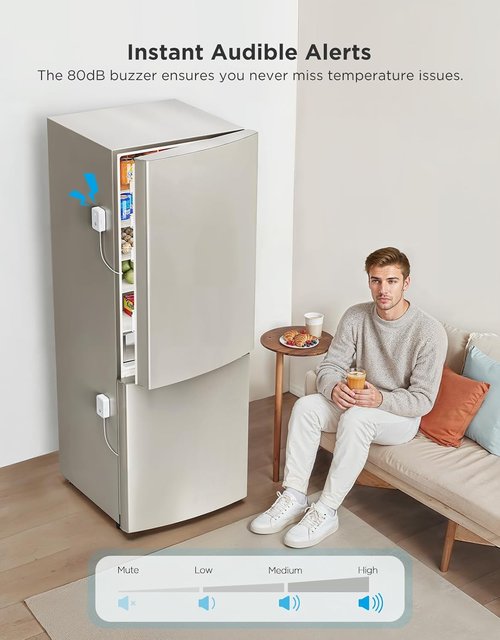 GoveeLife WiFi Refrigerator Thermometer - Wireless Digital Freezer Gauge with Alarm | 2-Pack, App Support