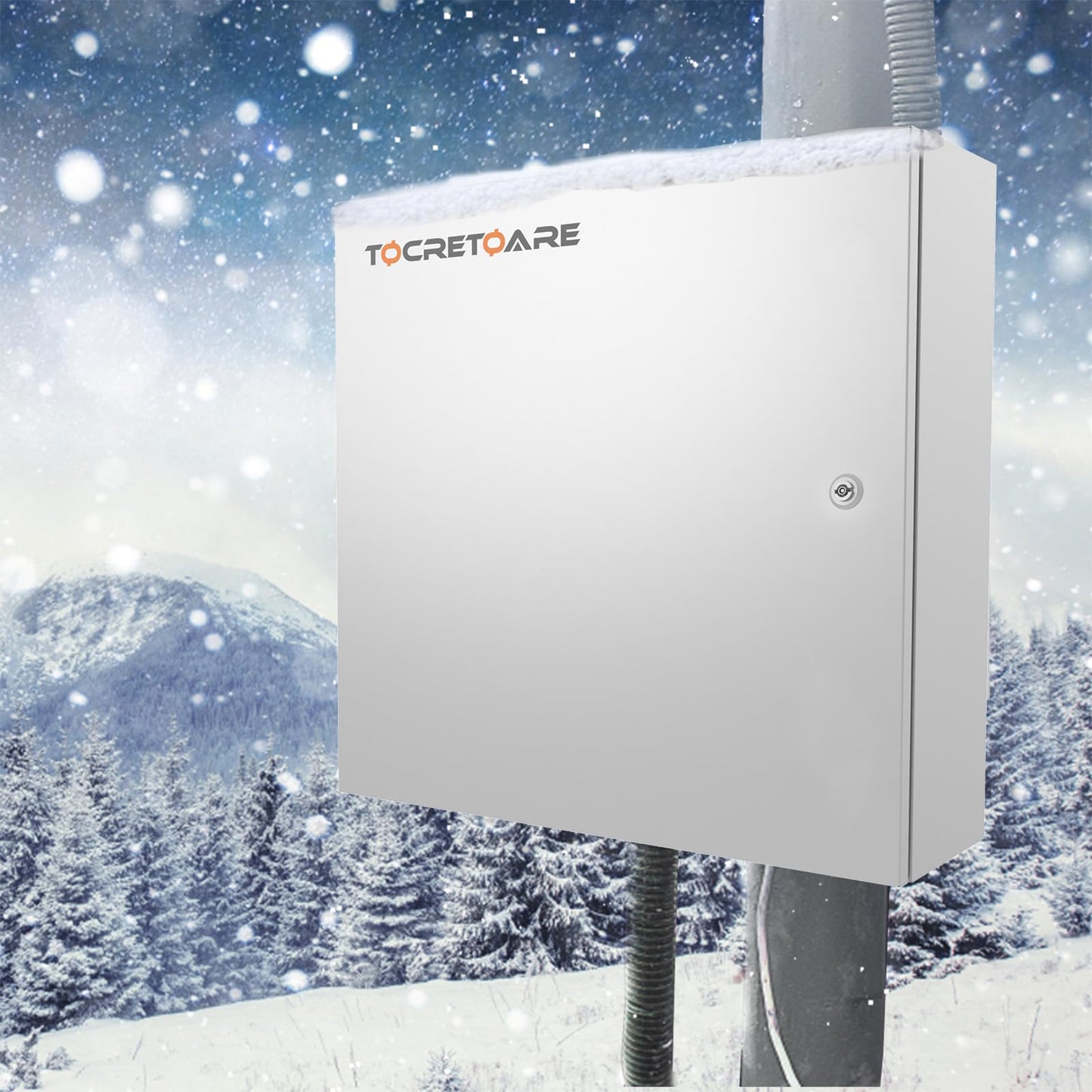 TOCRETOARE Outdoor Electrical Junction Box, 24x 24 x 8' ' NEMA 4X Enclosure Box, Wall Mounted IP66 Waterproof & Dustproof Lockable Metal Junction Box