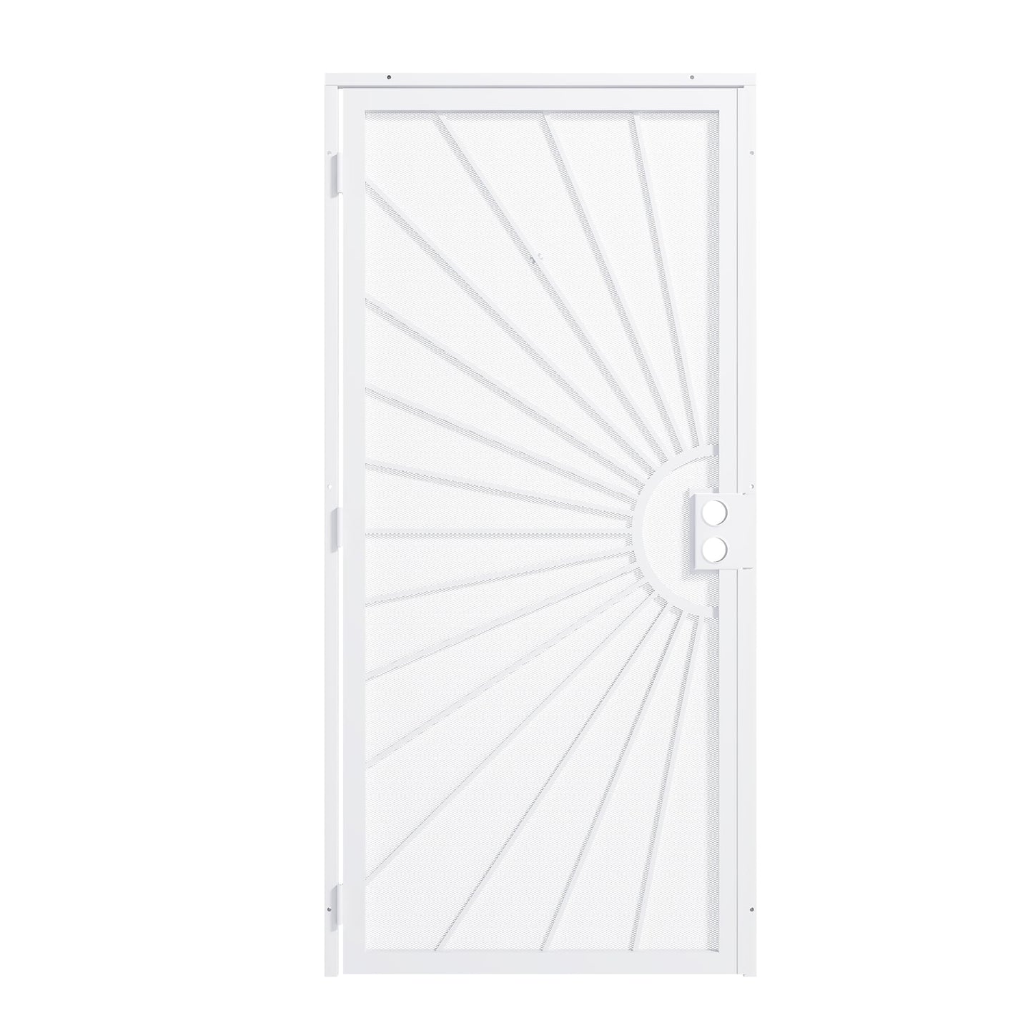 JUBEST 36 in. x 80 in. Security Door, Exterior Front Entry Door, Outswing Steel Security Door with Perforated Metal Screen, Powder Coated Black, Lock Not Include