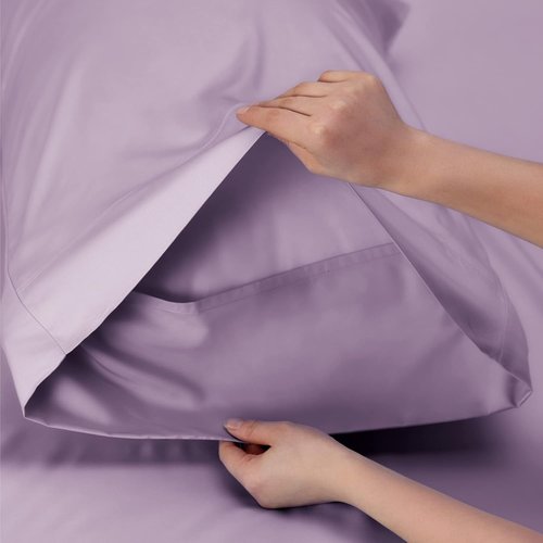Bedsure Queen Sheet Set - Cooling Rayon Bamboo Sheets | Breathable & Soft, Deep Pocket Up to 16 Inches, Lilac