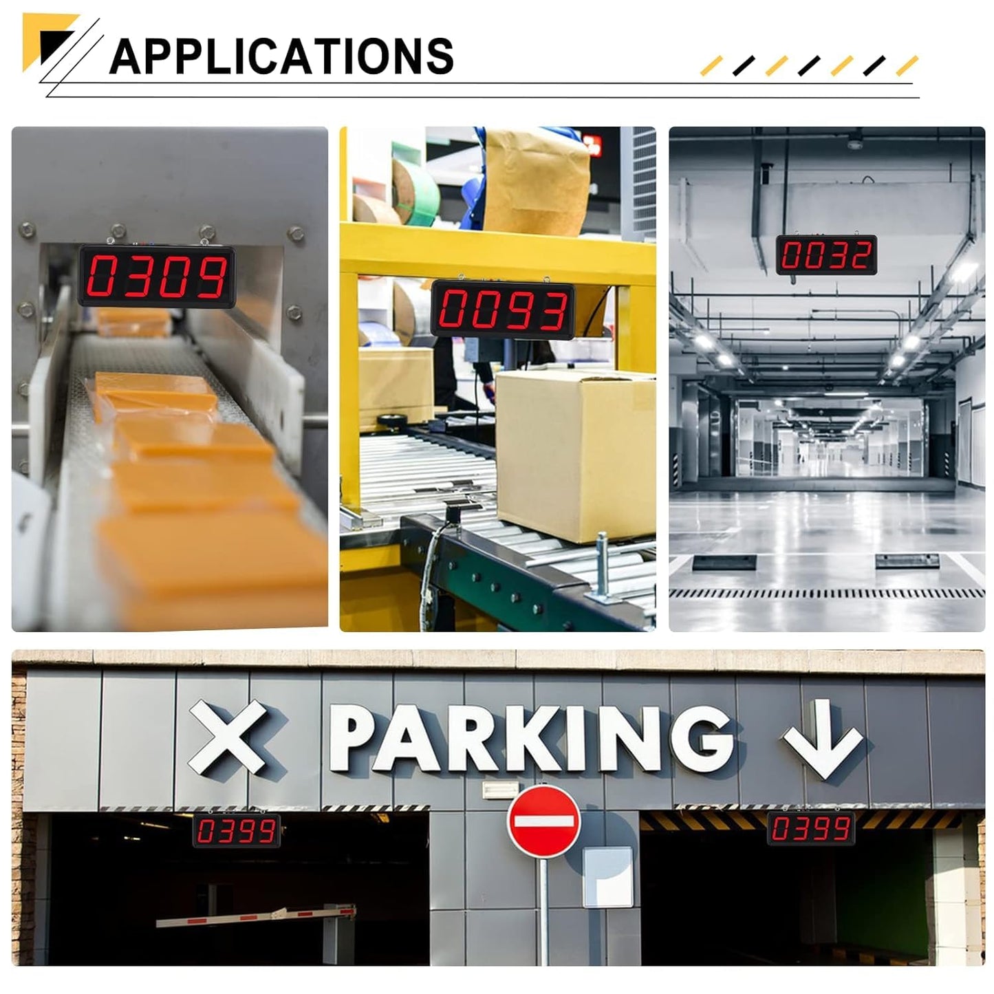 JIAWANSHUN Digital Counter 4-inch Large LED Display Counts Up to 9999 Infrared Sensor Counter for Conveyor Belts Automatic Counting Input AC100-240V Output DC12V