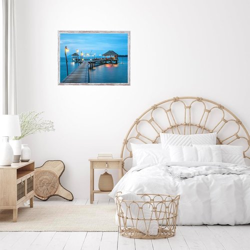 JCJMY 16x24 Rustic White Picture Frame - Versatile Wall Hanging for Photos & Canvas, Horizontal/Vertical