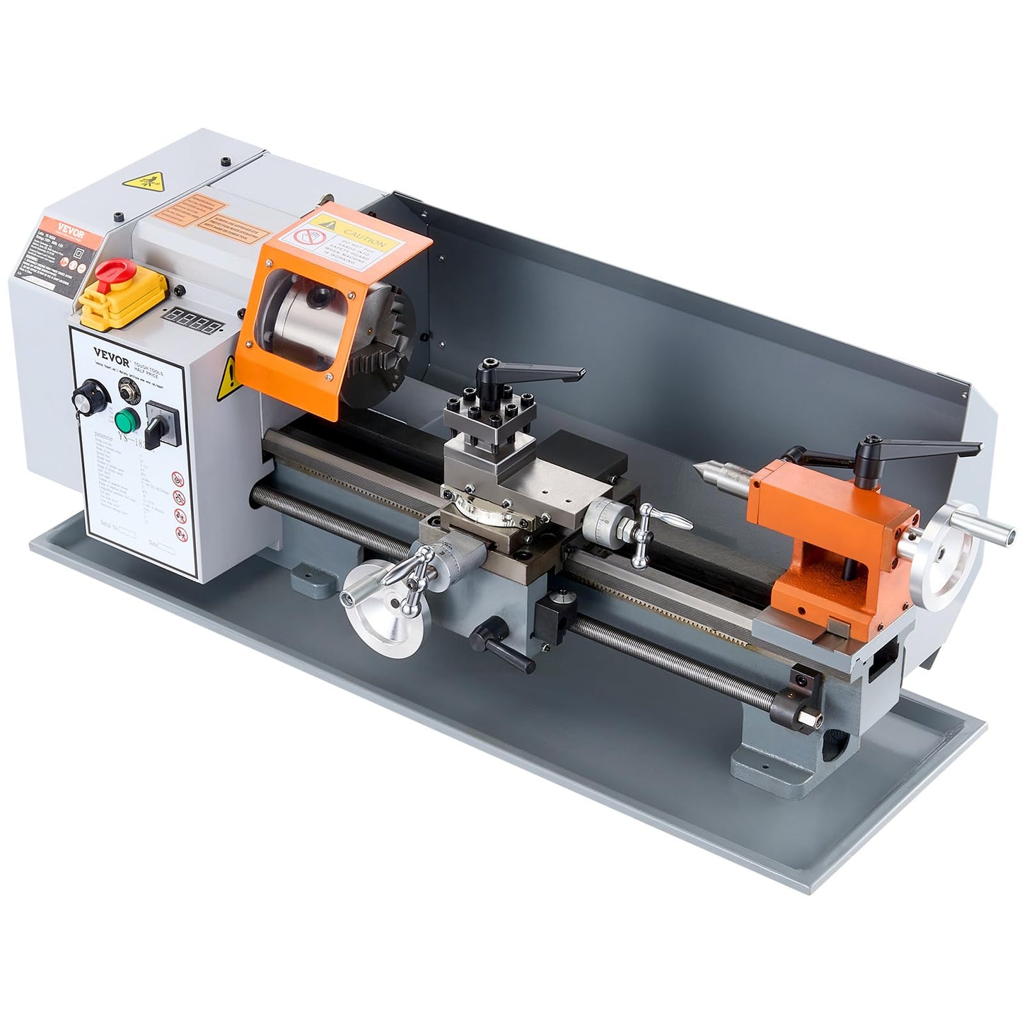 VEVOR Metal Lathe Machine, 7'' x 13.78'', Precision Benchtop Power Metal Lathe, 0-2200 RPM Continuously Variable Speed, 500W Brush Motor Metal Gears, with Tool Box for Processing Precision Parts