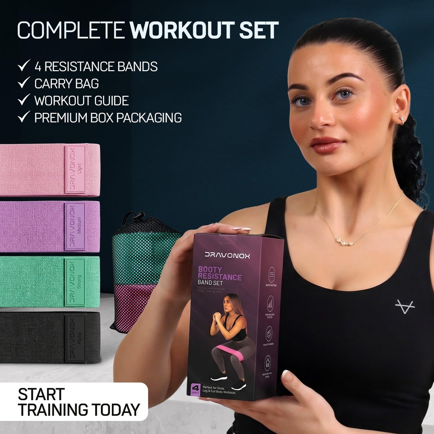 Resistance Bands, Workout Bands, Exercise Bands for Working Out with Workout Bands Guide, 4 Levels Booty Bands, Leg Exercise Bands Resistance, Glute Bands, Non-Slip Fabric Elastic Bands for Men Women