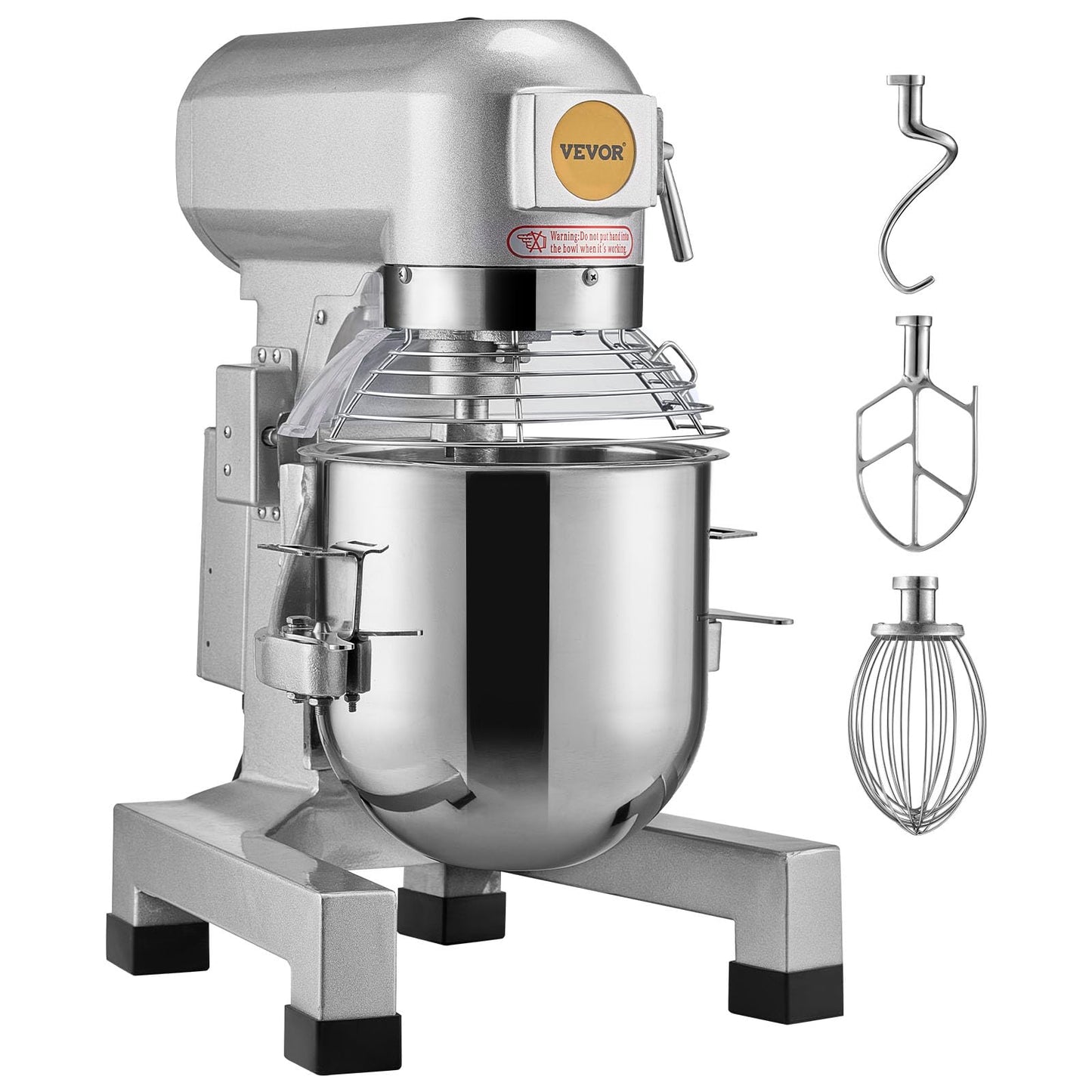 VEVOR Commercial Food Mixer 10Qt, Commercial Mixer with 3 Adjustable Speeds, 550W Dough Mixer,Commercial Stand Mixer with Stainless Steel Bowl