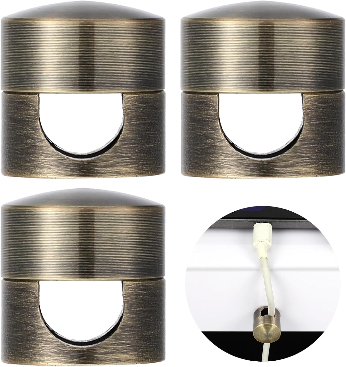 Sibba 3 Cable Anchor Holders PCS Antique Bronze Charger Holders for Cords Aluminum Adhesive Cord Clips for Desk
