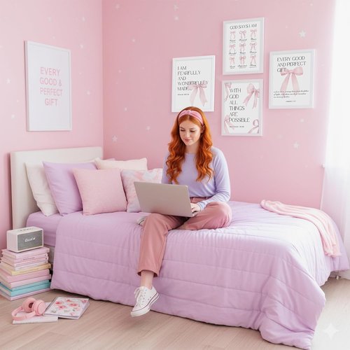 DTLGTG Coquette Pink Bow Wall Decor - Set of 4 Aesthetic Posters for Teen Girls | 8x10in Unframed Art Prints