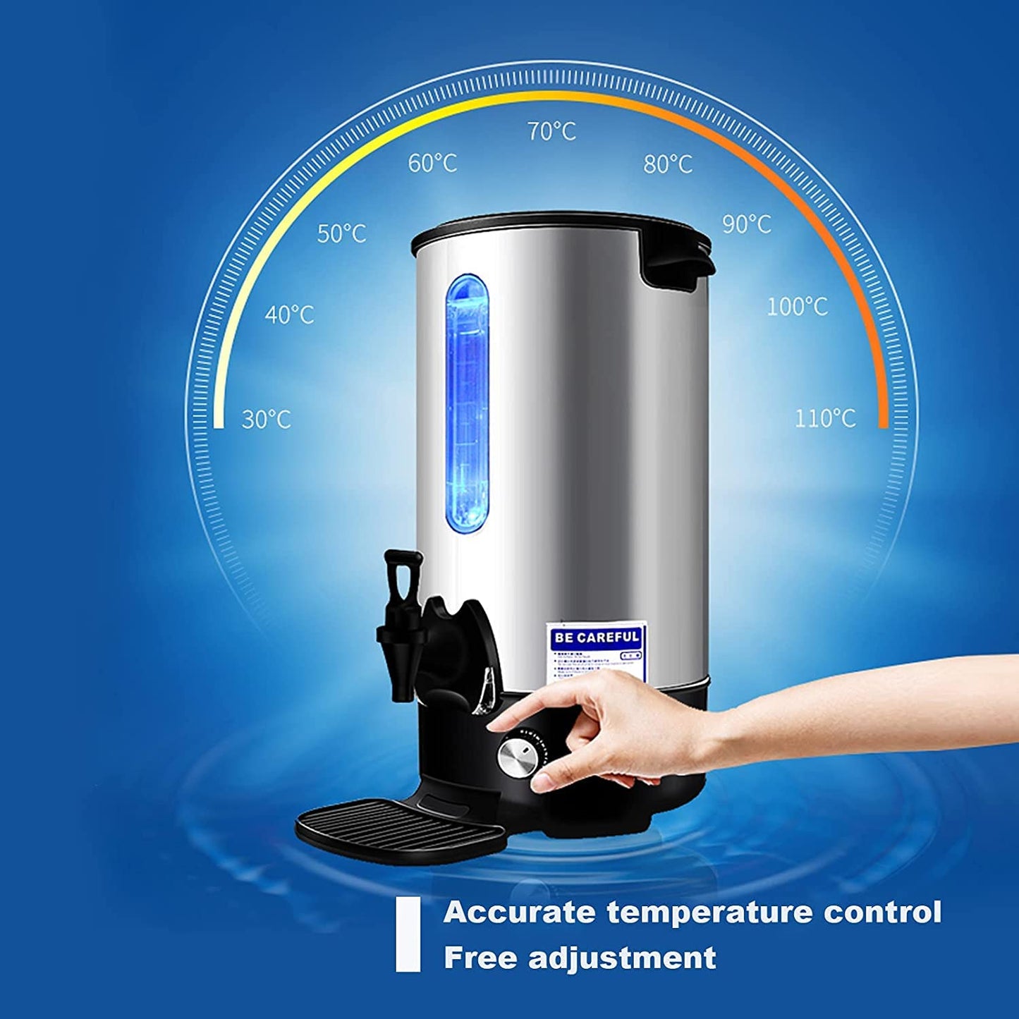 INTBUYING Stainless Steel Large Capacity Commercial Office Kitchen Hot Water Dispense Boiler Instant Boiling Machine Heater Electric Kettle Temperature Control for Coffee Tea with Faucet Tap-12.9L