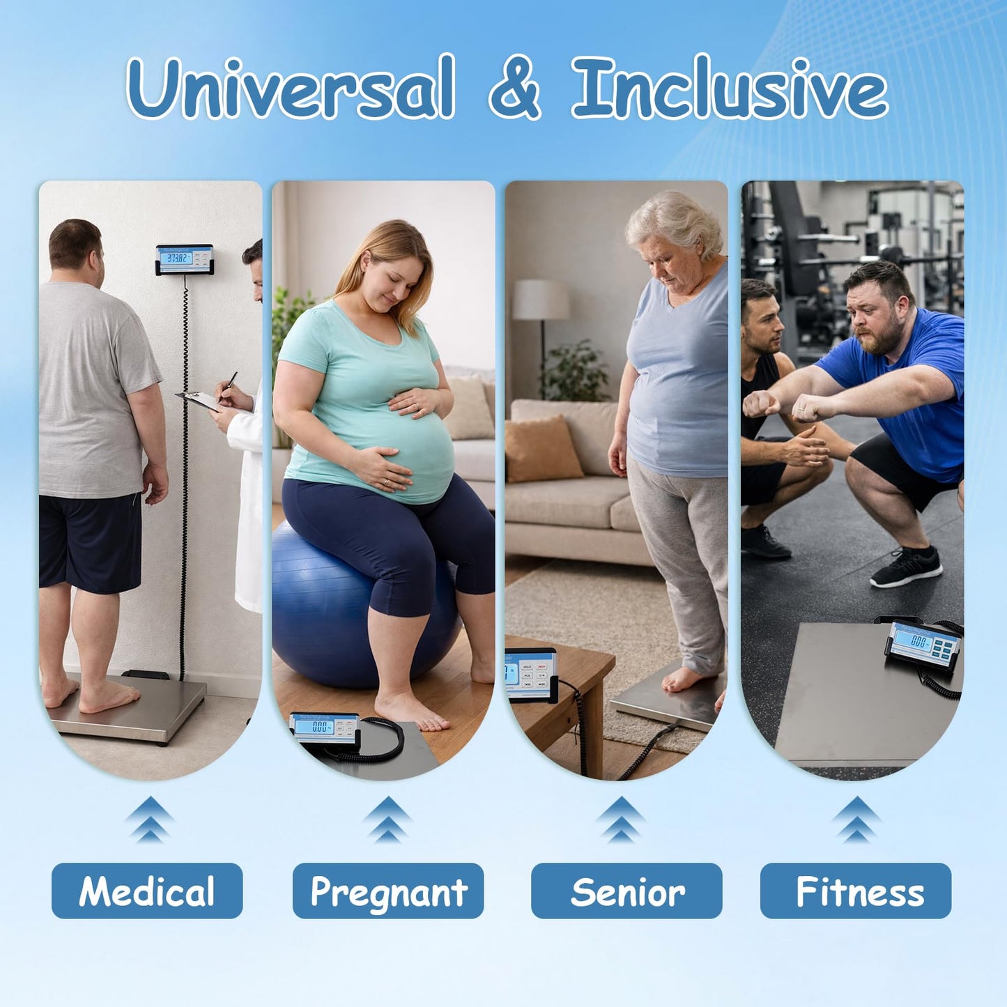 Extra Wide Heavy Duty Scale for Body Weight, 300kg/660 Lb Bariatric Scale w. Wall Mount External Digital Display, for Plus Size Person, Elderly, Doctor Office