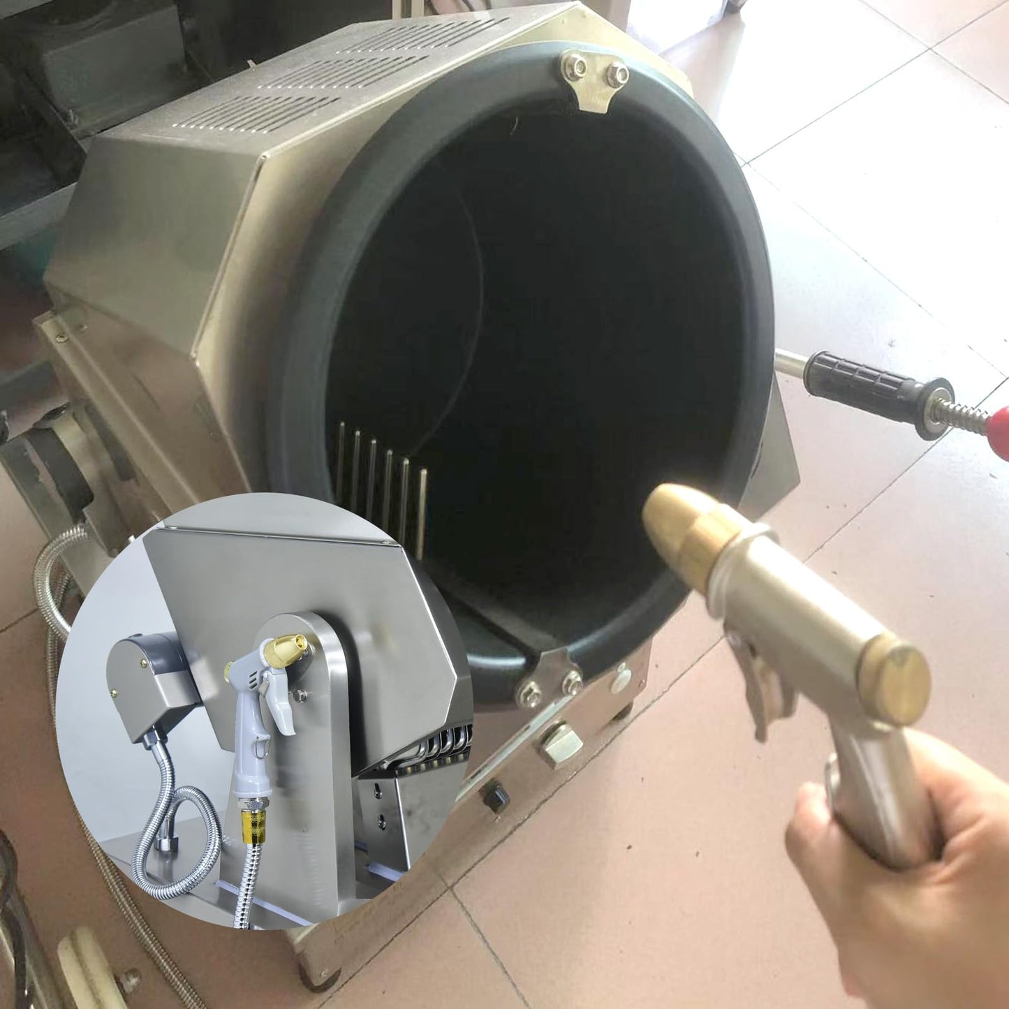 Koalalko Commercial Automatic Cooker with water spray,Automatic 360° Stir Fry Cooker,Automatic Cooking Machine,Drum Type Stir Frying Machine,Auto Cooking Wok Fried Machine (Natural Gas, Countertop)
