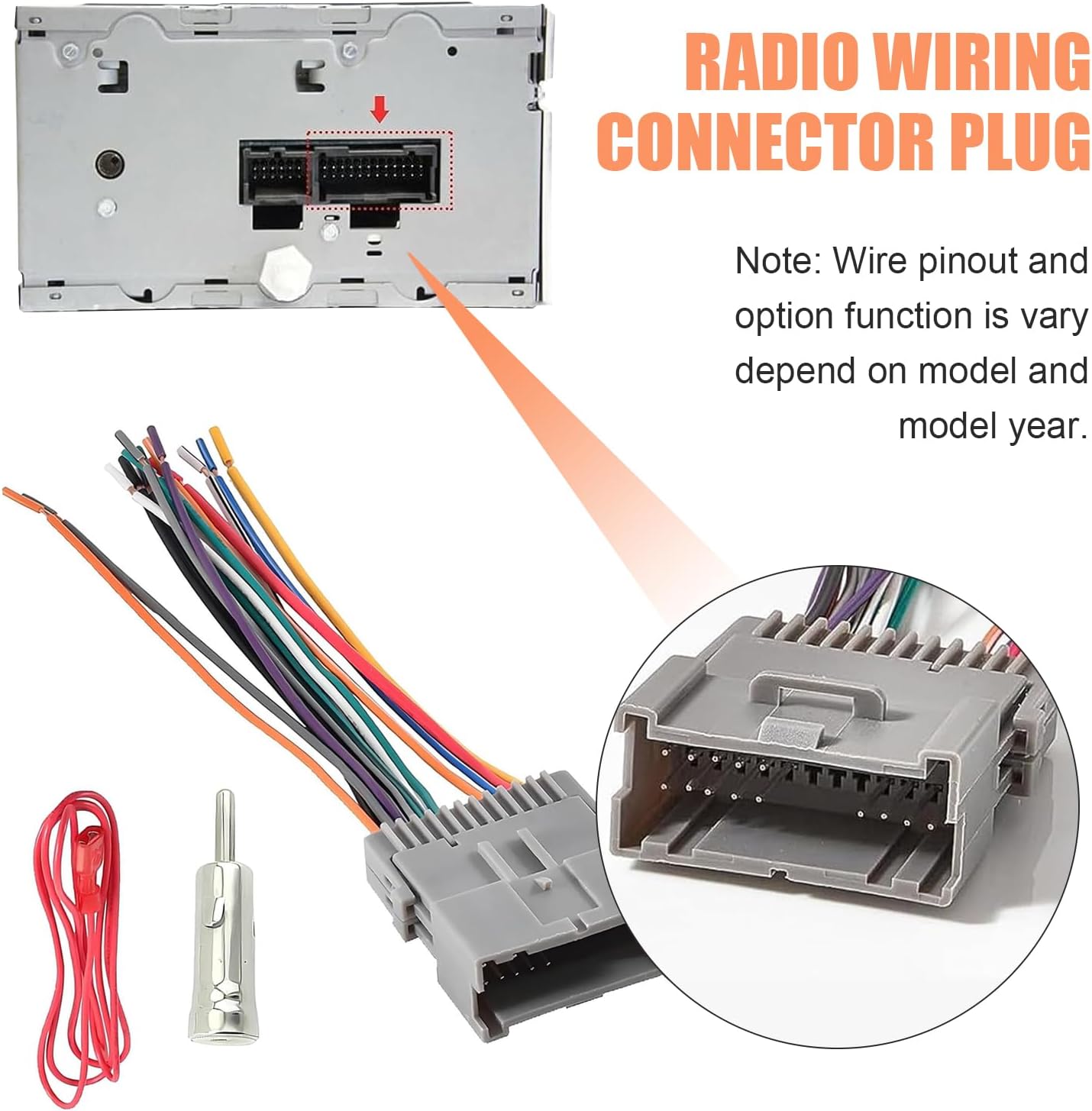 Zikefest 3PCS Hummer Car Radio Wiring Harness Kit, Car Stereo Radio Audio Receiver Wiring Harness Kit, Audio Modified