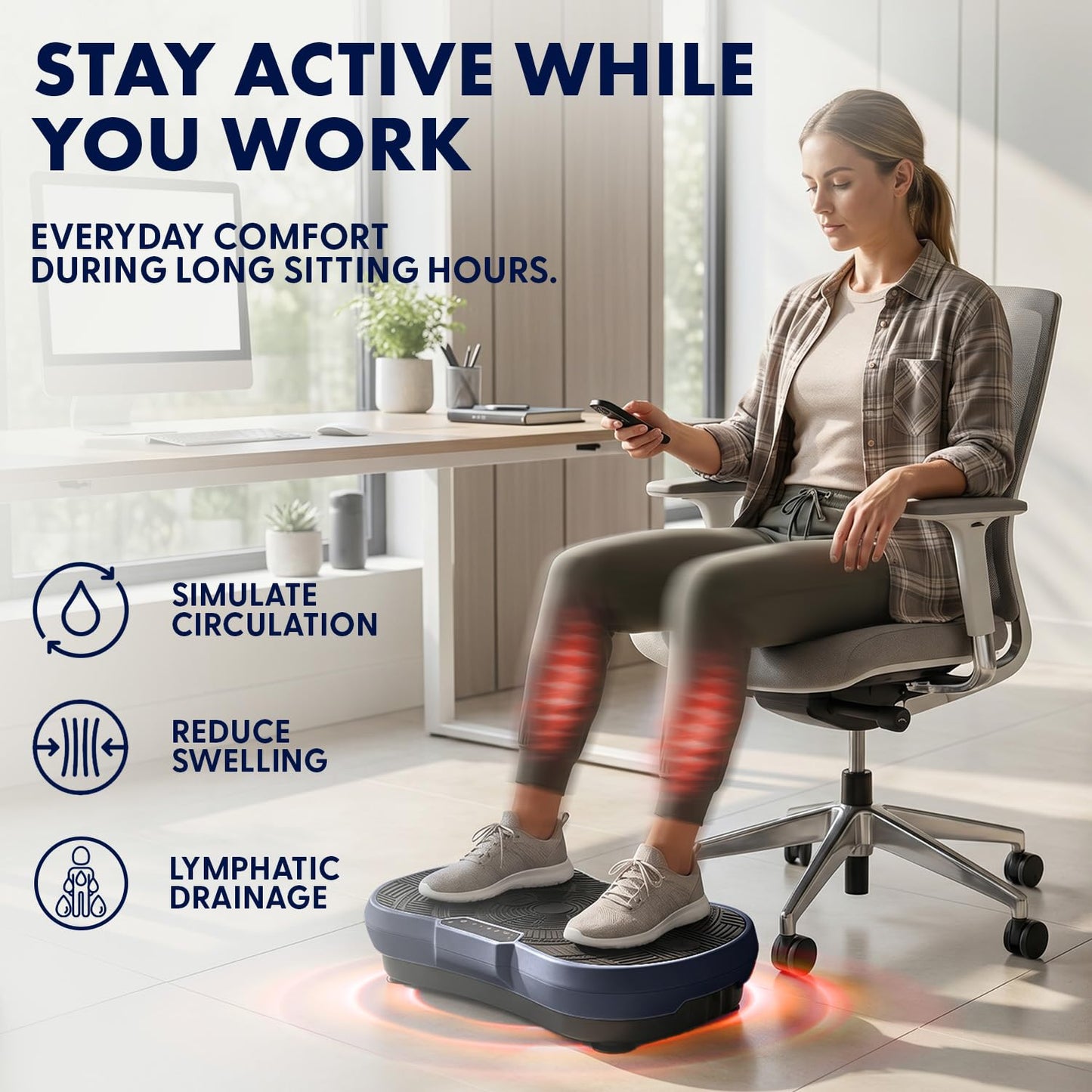 SQUATZ Vibration Plate Exercise Machine | Low-Impact Full Body Vibrator Plate with 99 Speed Levels & 9 Preset Programs | Resistance Bands & Remote Included | 265 lb Capacity | For Home & Office | Blue