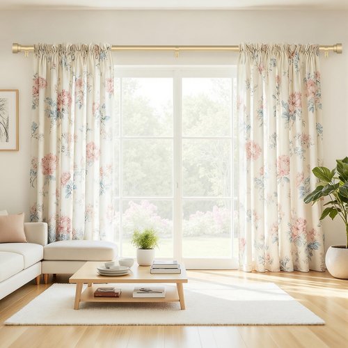 GEEBOBO Gold Curtain Rods for Windows 66 to 120 Inch, 1 Inch Adjustable Heavy Duty Decorative Window Curtain Rod, W1 (Gold, 32"-120")