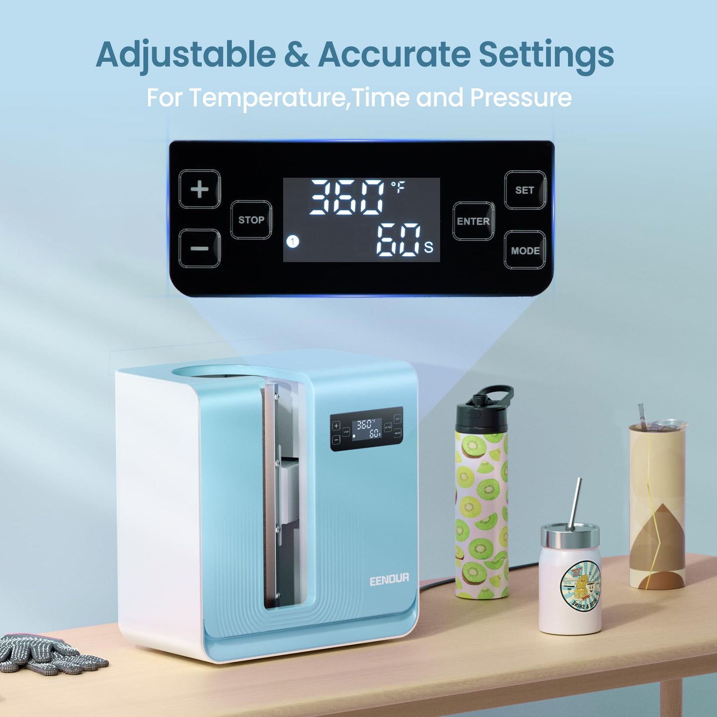 EENOUR Auto Tumbler Heat Press Machine, Automatic Rotating Tumbler Press, Pressure Setting Mug Press for Seamless Print, Even Heating Cup Press, for 11-32oz Sublimation Tumblers, Mugs, Glasses