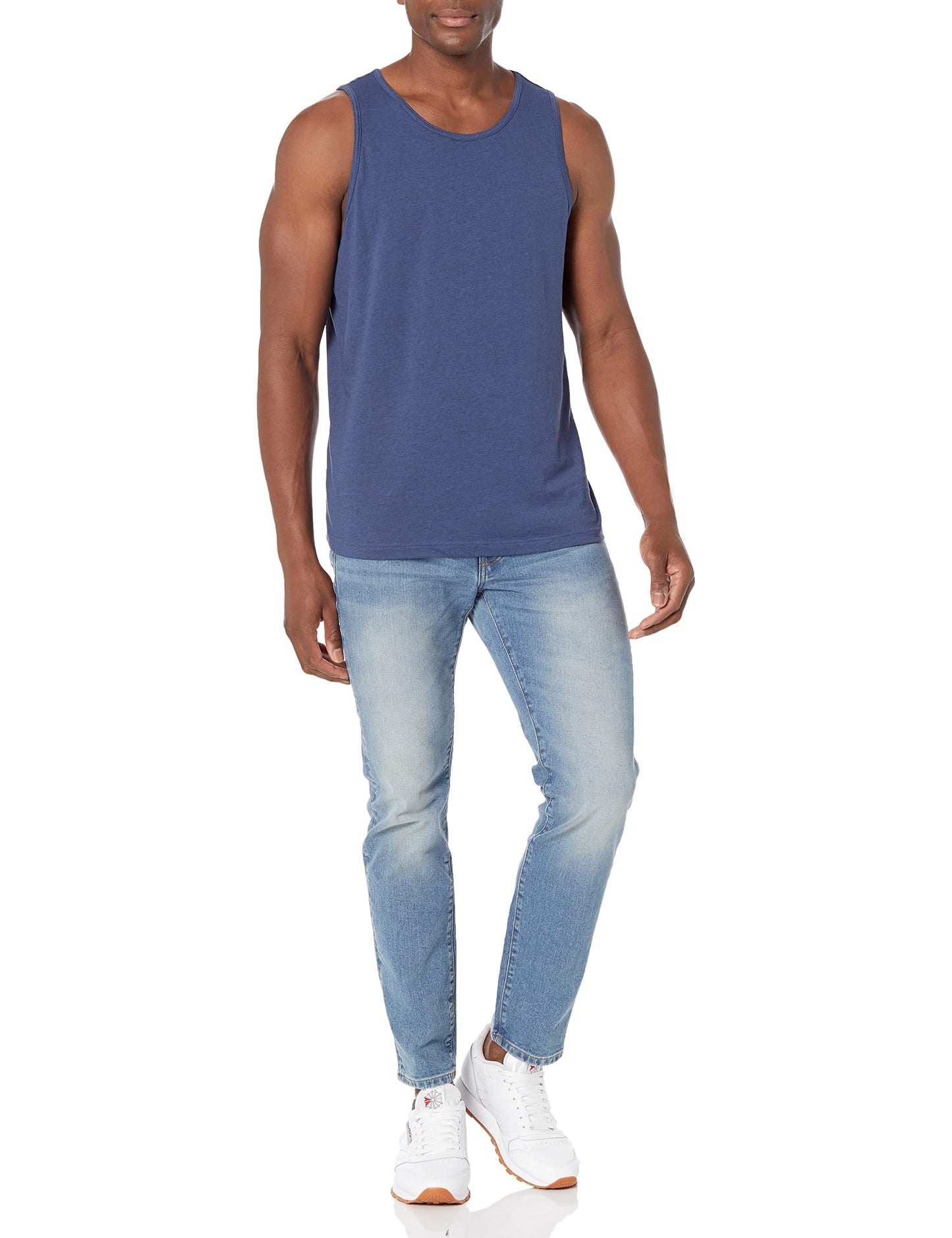 Amazon Essentials Men's Regular-Fit Sleeveless Tank Tops, Blue Heather, Large