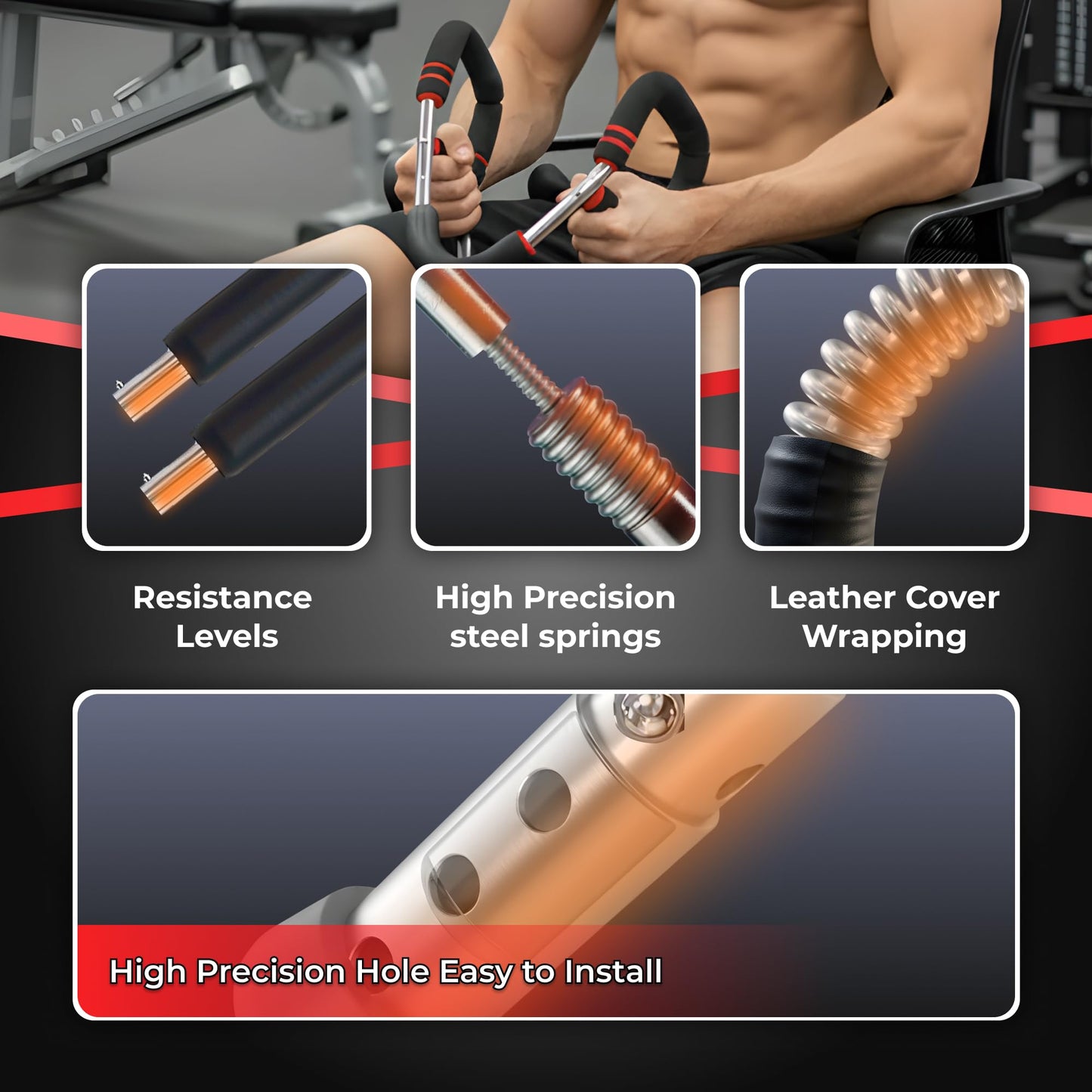 Zentrova Twister Arm Trainer, Adjustable Resistance 30–120 lbs, Chest & Arm Workout Equipment for Men & Women | Portable Spring Power Twister Bar | Upper Body Strength Trainer | Home Gym Fitness