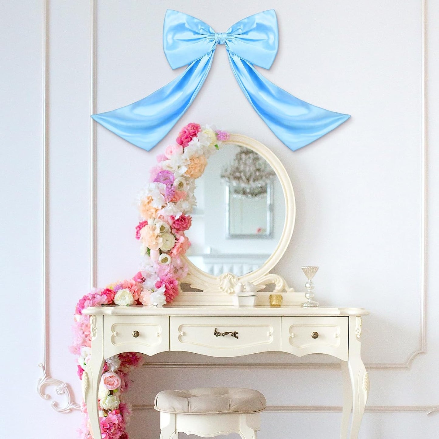 Wavwavw Sky Blue Large Bow Decor - Giant Satin Ribbon Tie for Birthday & Wedding Decor | 24 x 18 Inches