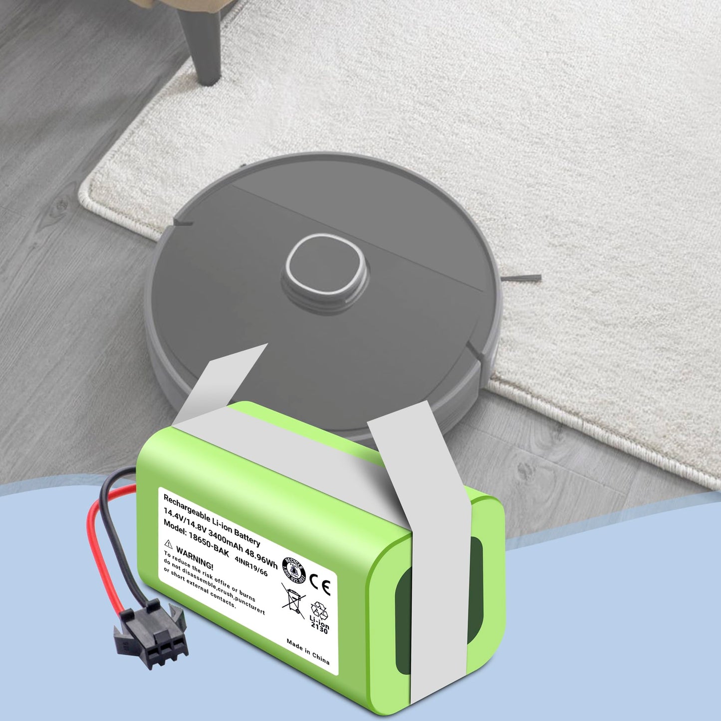 TZRONG 3400Mah Battery for Lefant M210 M210B M210P M213 M213S Series Robot Vacuum Cleaner 14.4V 36.3Wh with Installation Tools Vacuums