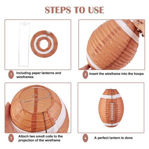 Easy Joy 12 Inch Football Party Decorations Football Lanterns Football Paper Lanterns Football Hanging Lanterns Creative Football Party Decorations