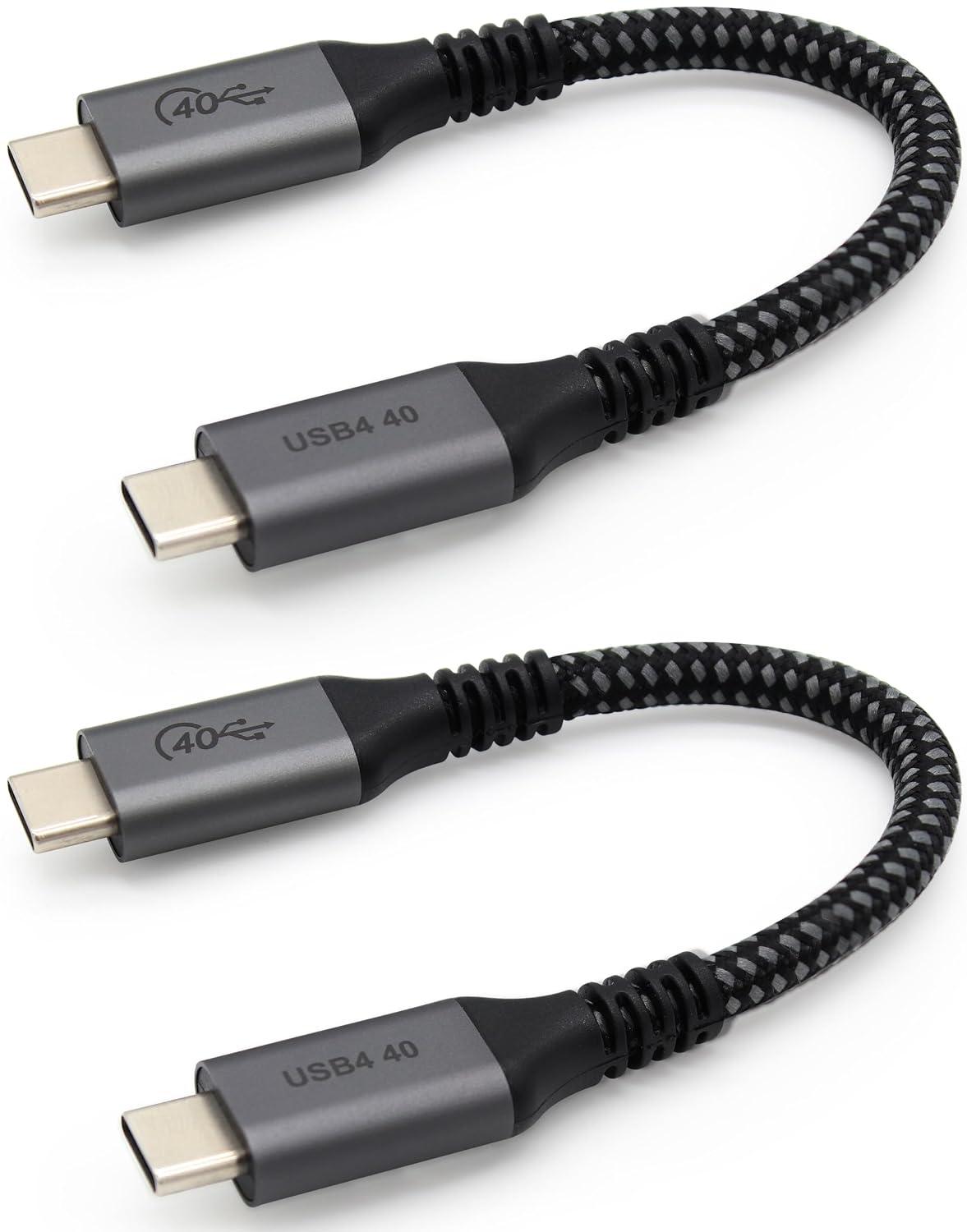 Vebner 6-Inch USB4 40Gbps 100W (20V, 5A) 3 (2-Pack) Extra Short Cable - Supports Charging - Compatible with Thunderbolt