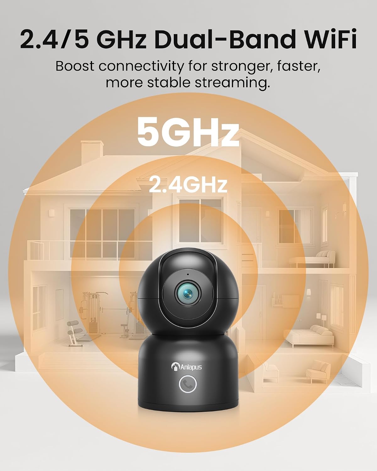 Anlapus A50 4K 2.4/5 64G Pan/Tilt Home Indoor Security Camera, Plug-in WiFi Pet/Baby Monitor with One-Touch Call, AI