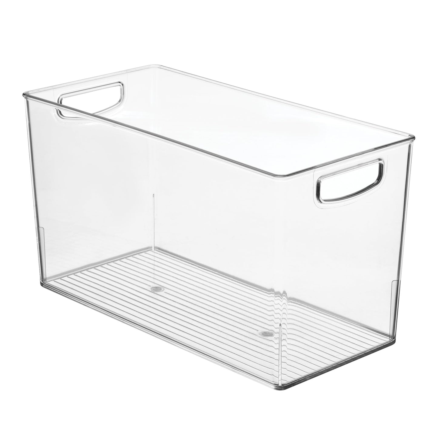 iDesign Pantry Bin with Handles - Kitchen Storage Bins for Cabinets, Pantry, or Fridge - Clear