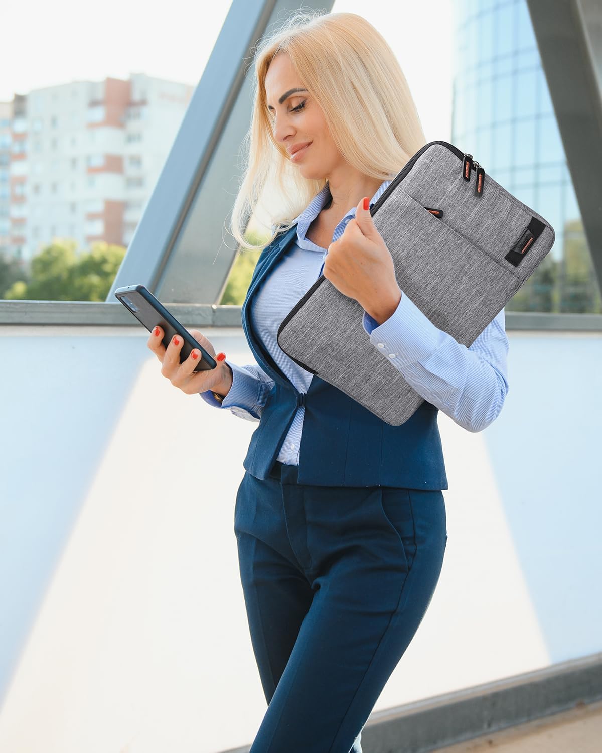Losong 16.1 Inch,Protective 15.6-16.1" 2 Pocket,Size-15.7"x10.2",Gray Portable Monitor Case Padded Sleeve Compatible